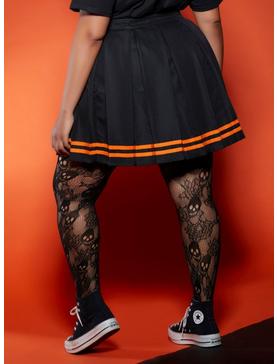 Black & Orange Pleated Cheer Skirt Plus Size, , hi-res