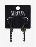 Nirvana Black Smile Huggie Hoop Earrings, , alternate