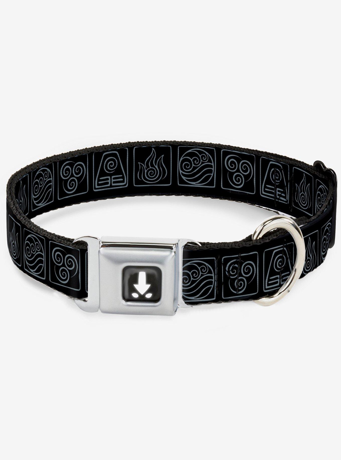 Avatar the Last Airbender Bending Elements Seatbelt Dog Collar, BLACK, alternate
