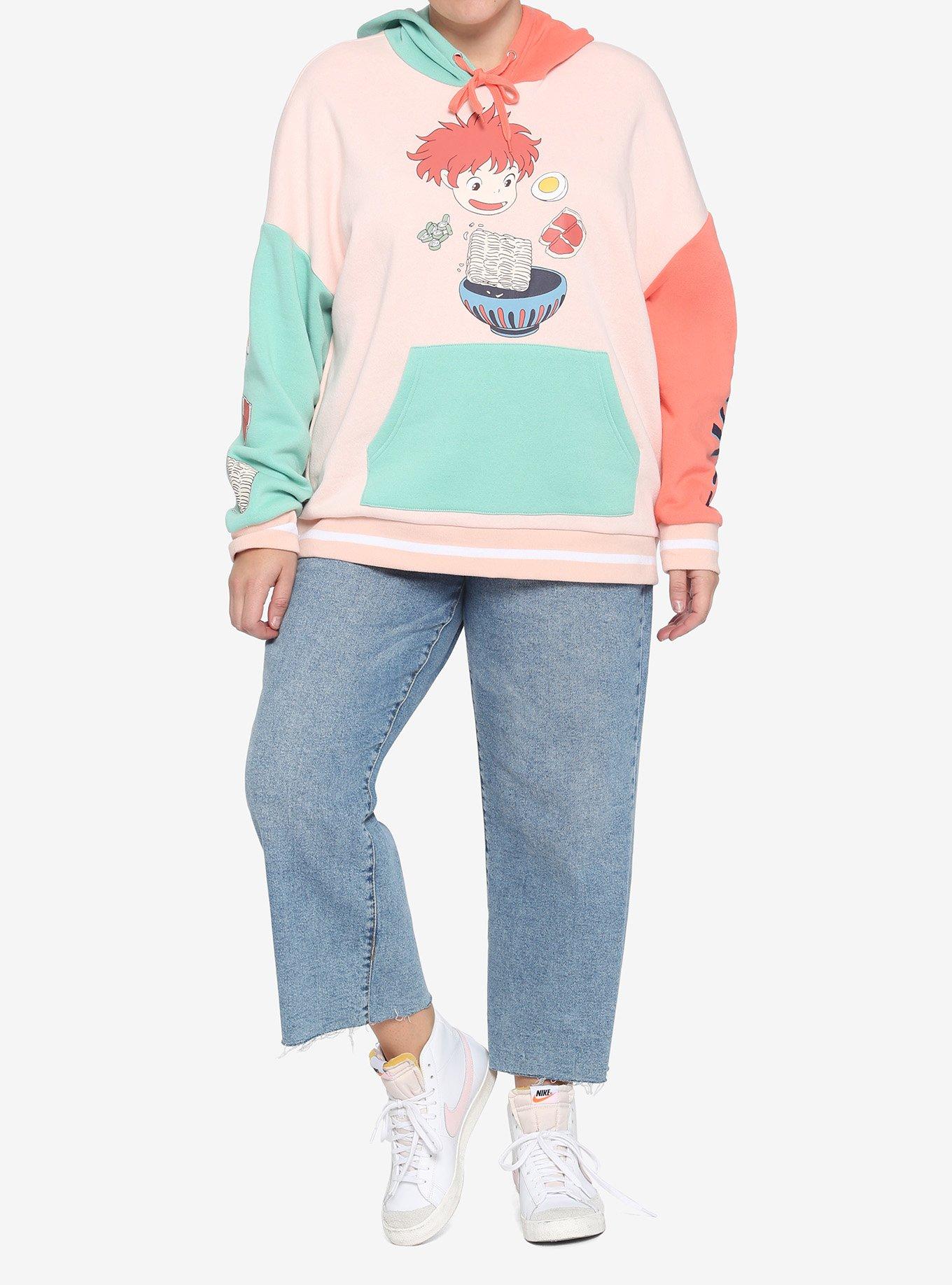 Studio Ghibli Ponyo Color-Block Hoodie Plus Size, MULTI, alternate