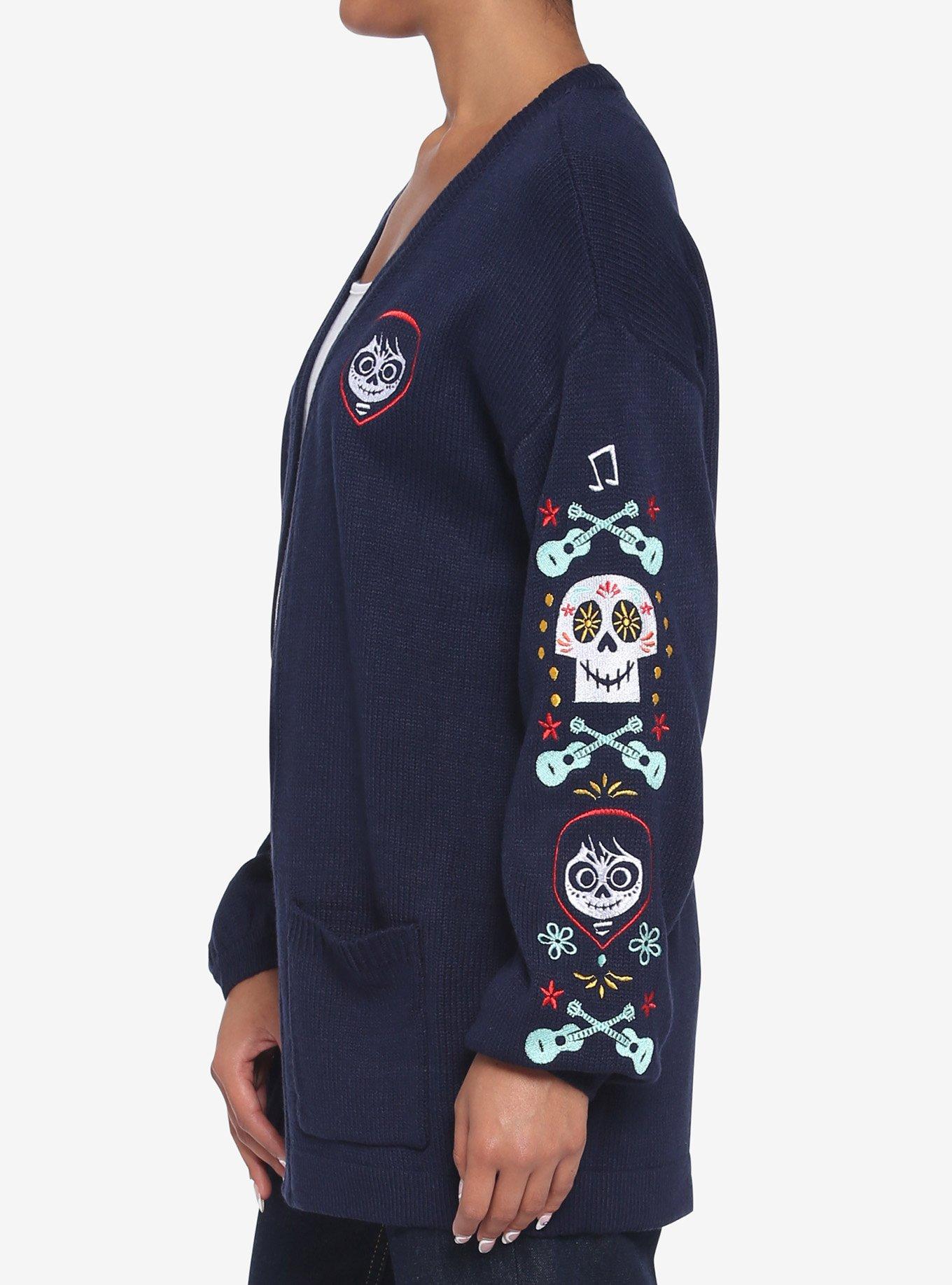 Disney Pixar Coco Embroidered Skulls Girls Open Cardigan, MULTI, alternate