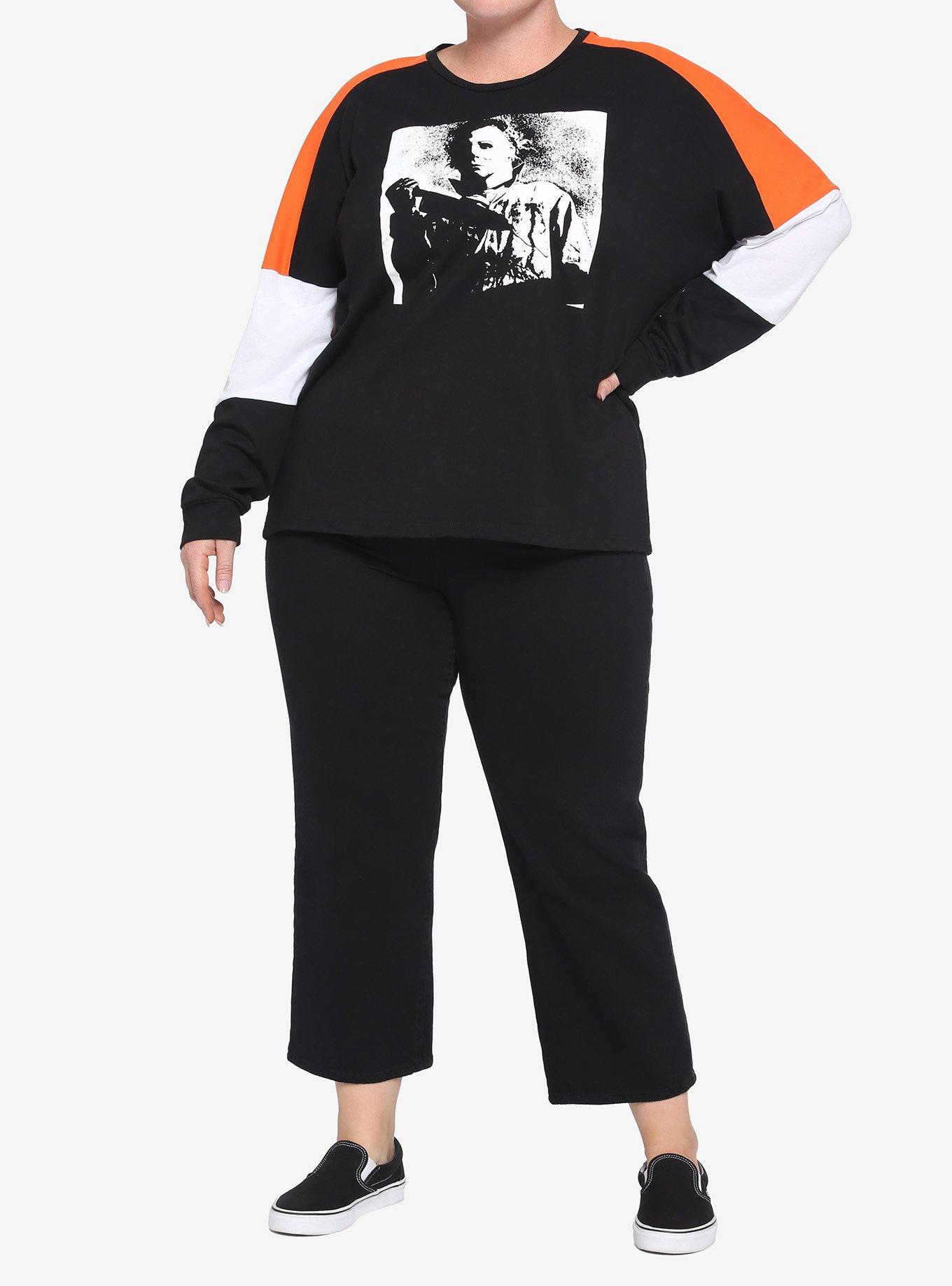 Halloween Michael Myers Color-Block Girls Long-Sleeve T-Shirt Plus Size, MULTI, alternate