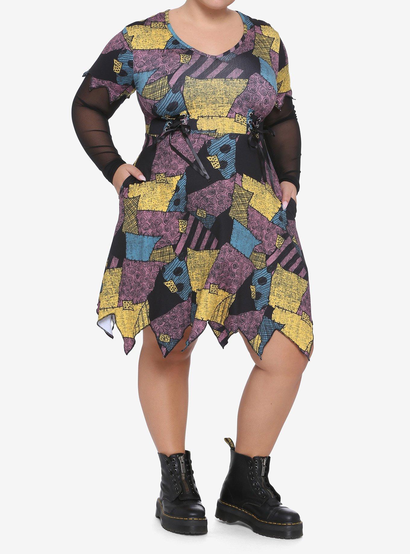 The Nightmare Before Christmas Sally Mesh Long-Sleeve Dress Plus Size, MULTI, alternate