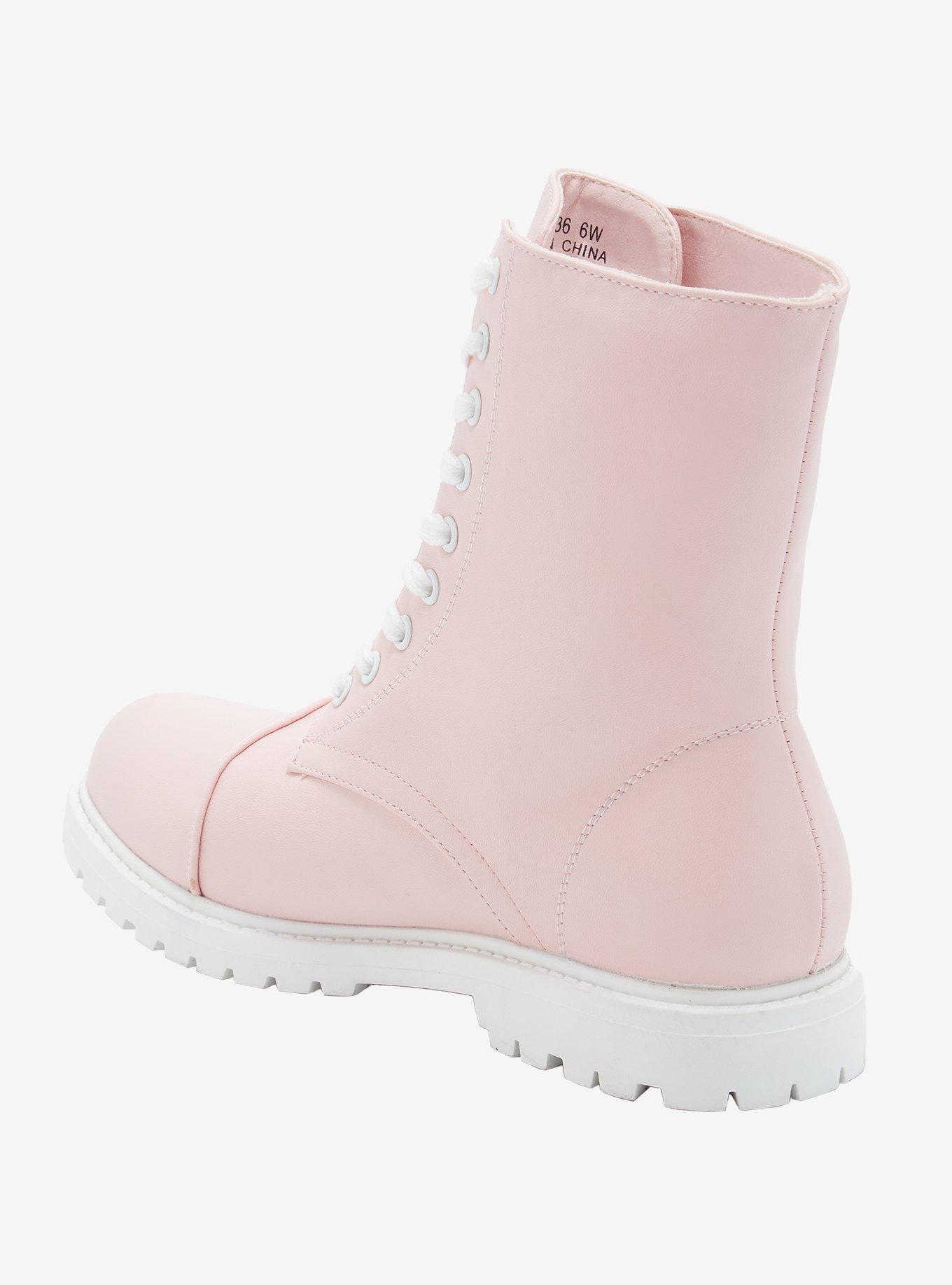 Pastel Pink Wide Width Combat Boots, MULTI, alternate