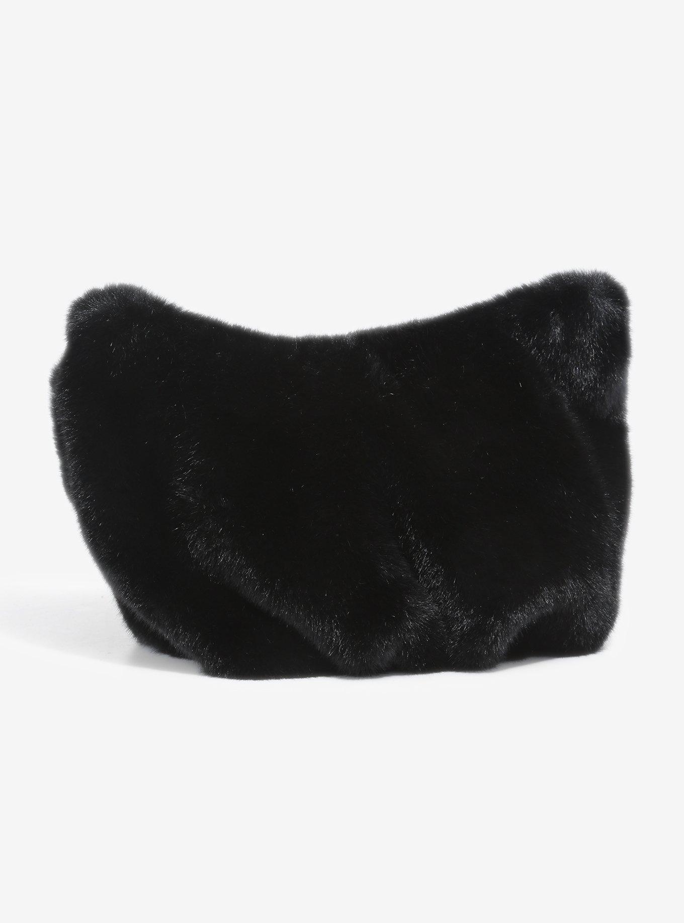 Black Fuzzy Crossbody Bag, , alternate