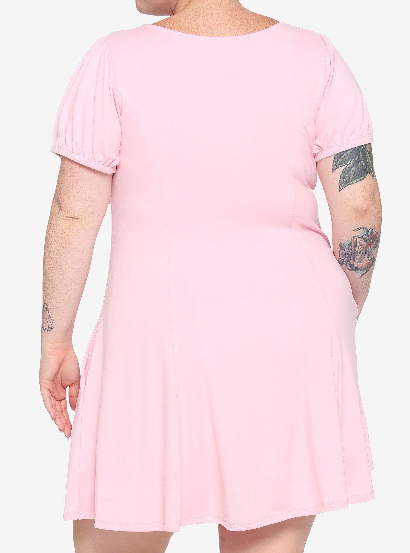 Pastel Pink Empire Dress Plus Size, PINK, alternate