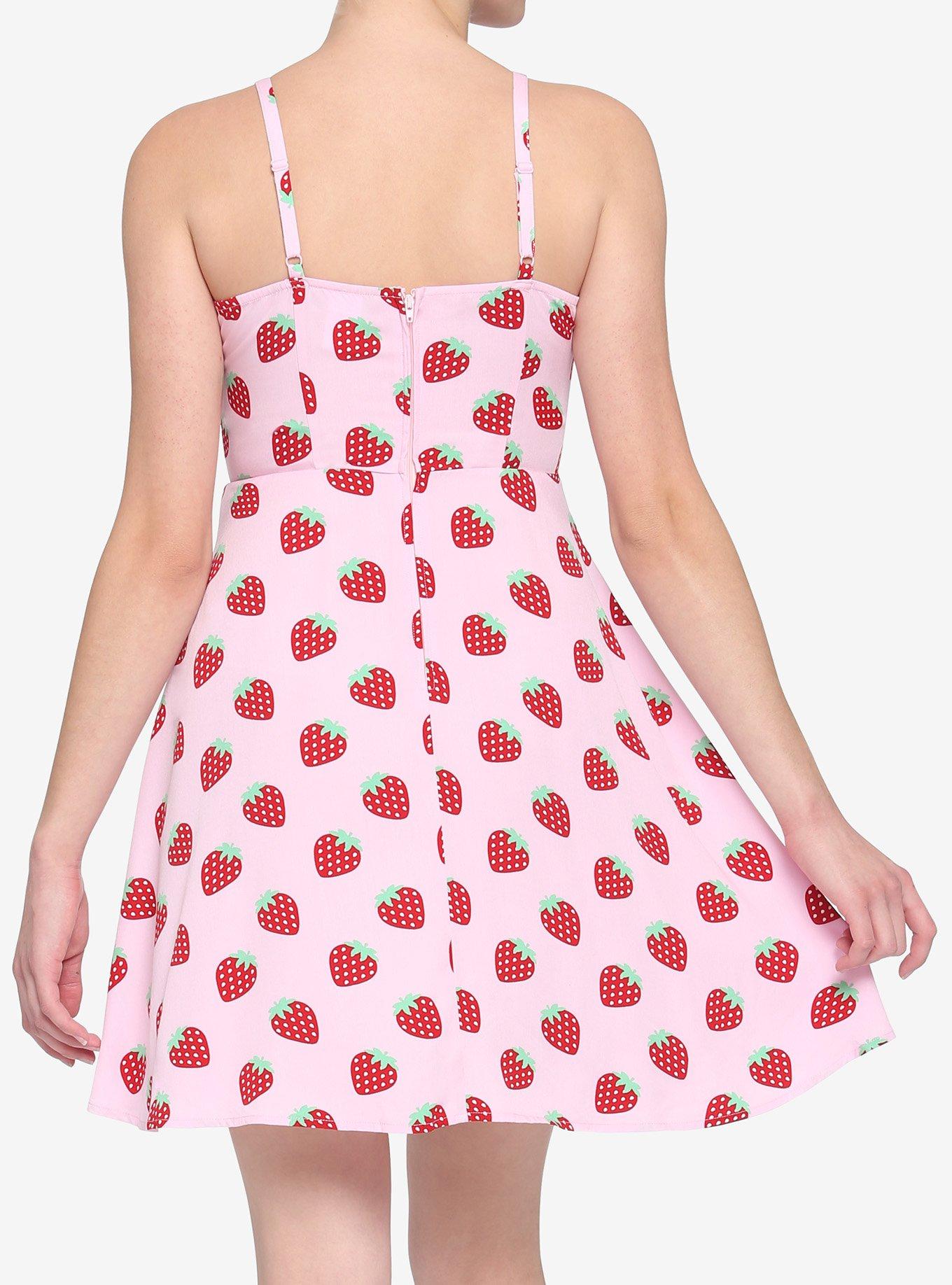Pink Strawberry Button-Front Dress, PINK, alternate