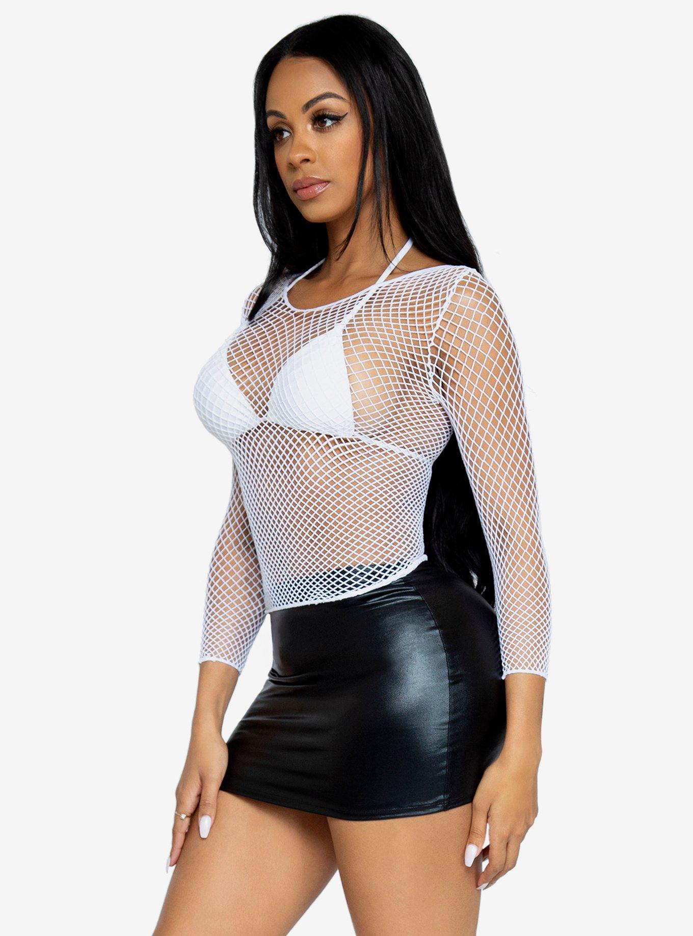 Net Long Sleeve White Shirt, , alternate