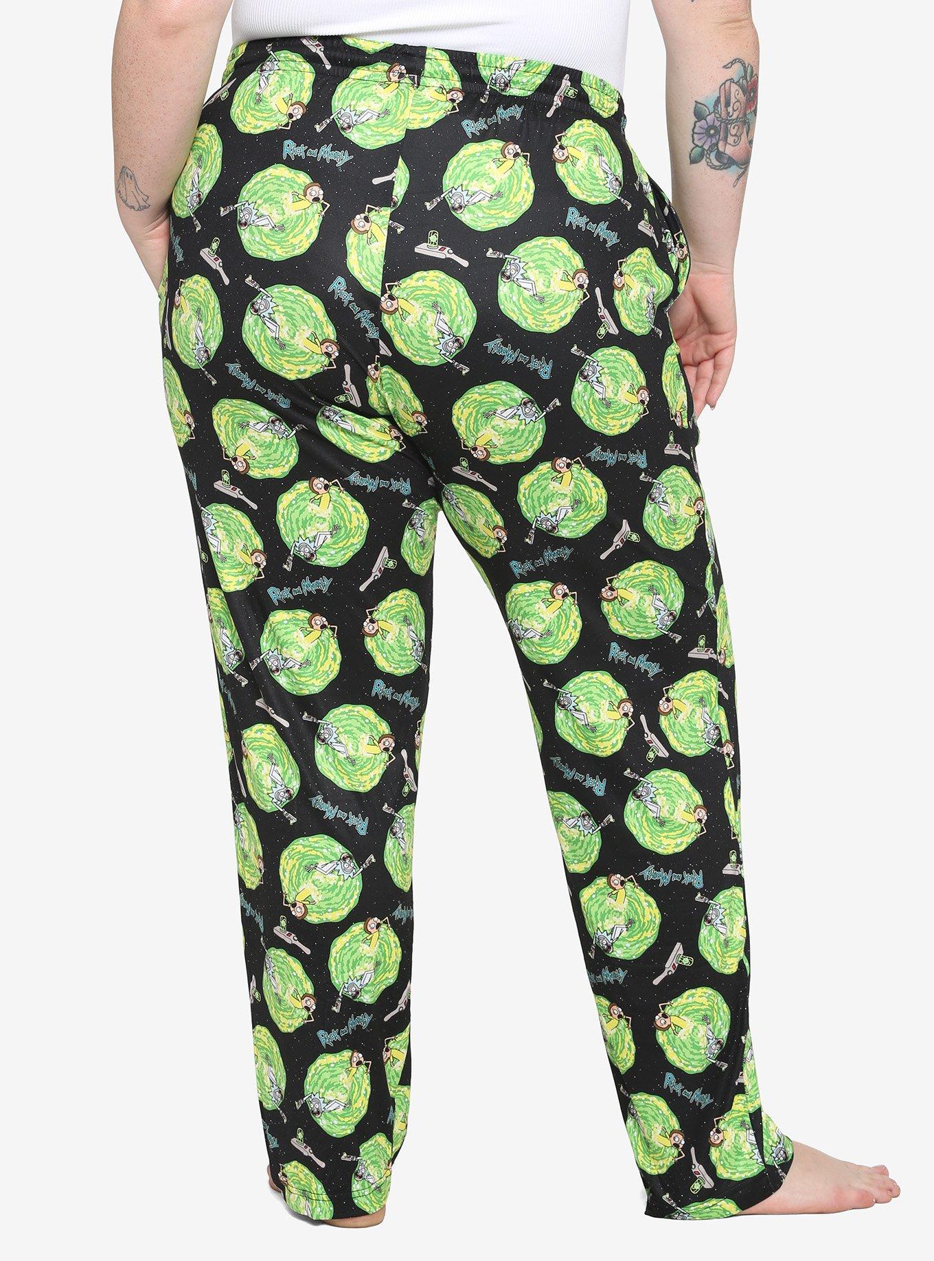 Rick And Morty Portal Pajama Pants Plus Size, MULTI, alternate