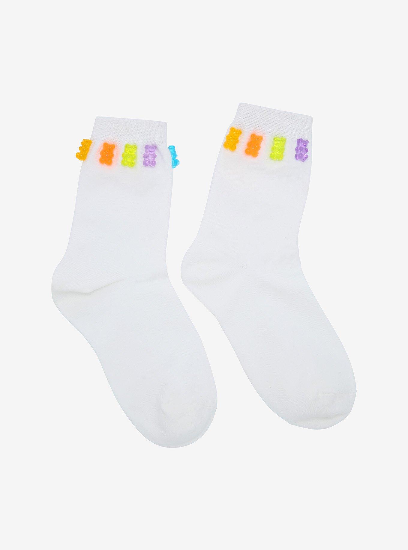 Rainbow Candy Bear Embellished Crew Socks, , alternate