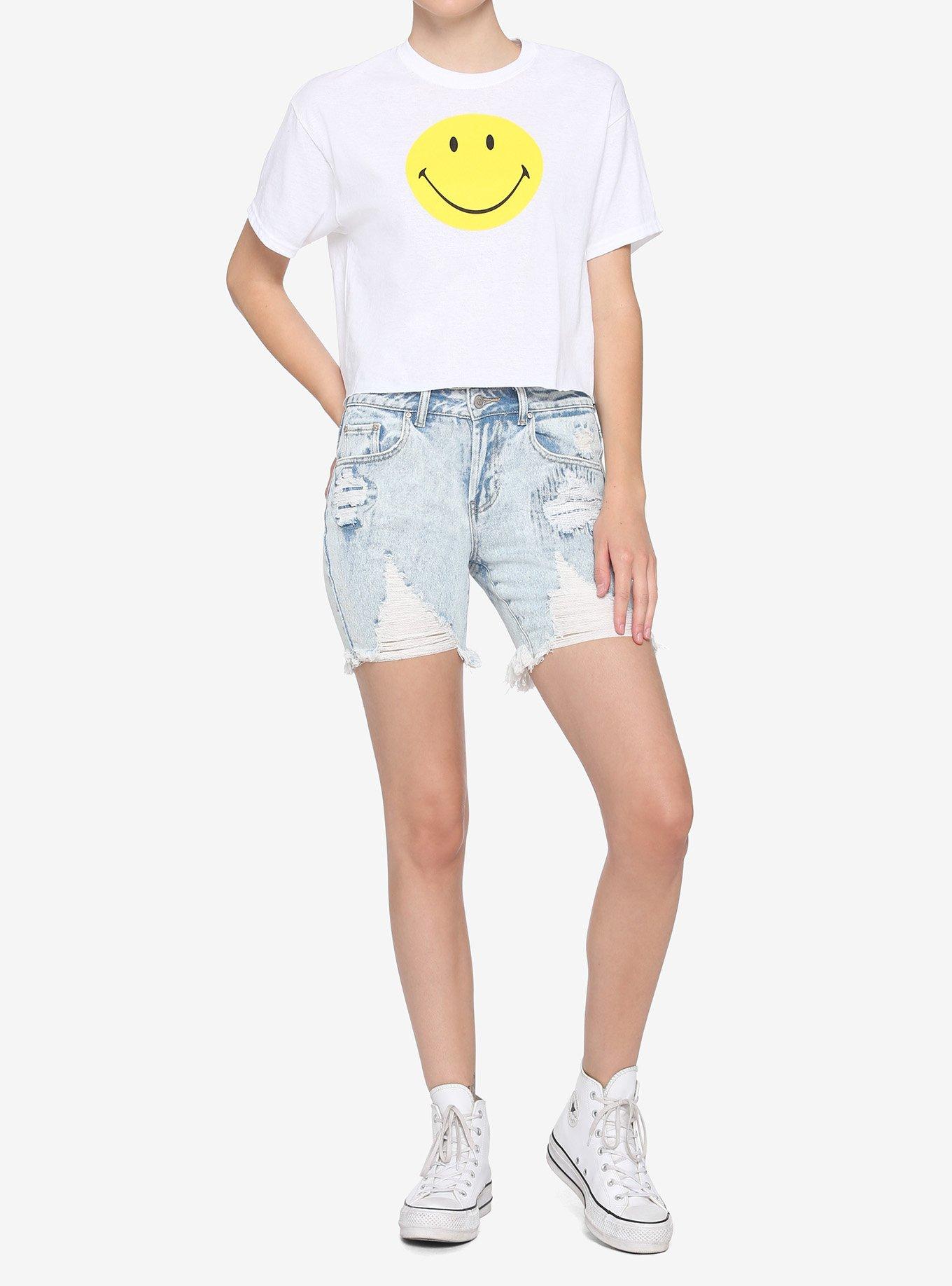 Smiley Classic Girls Crop T-Shirt, MULTI, alternate
