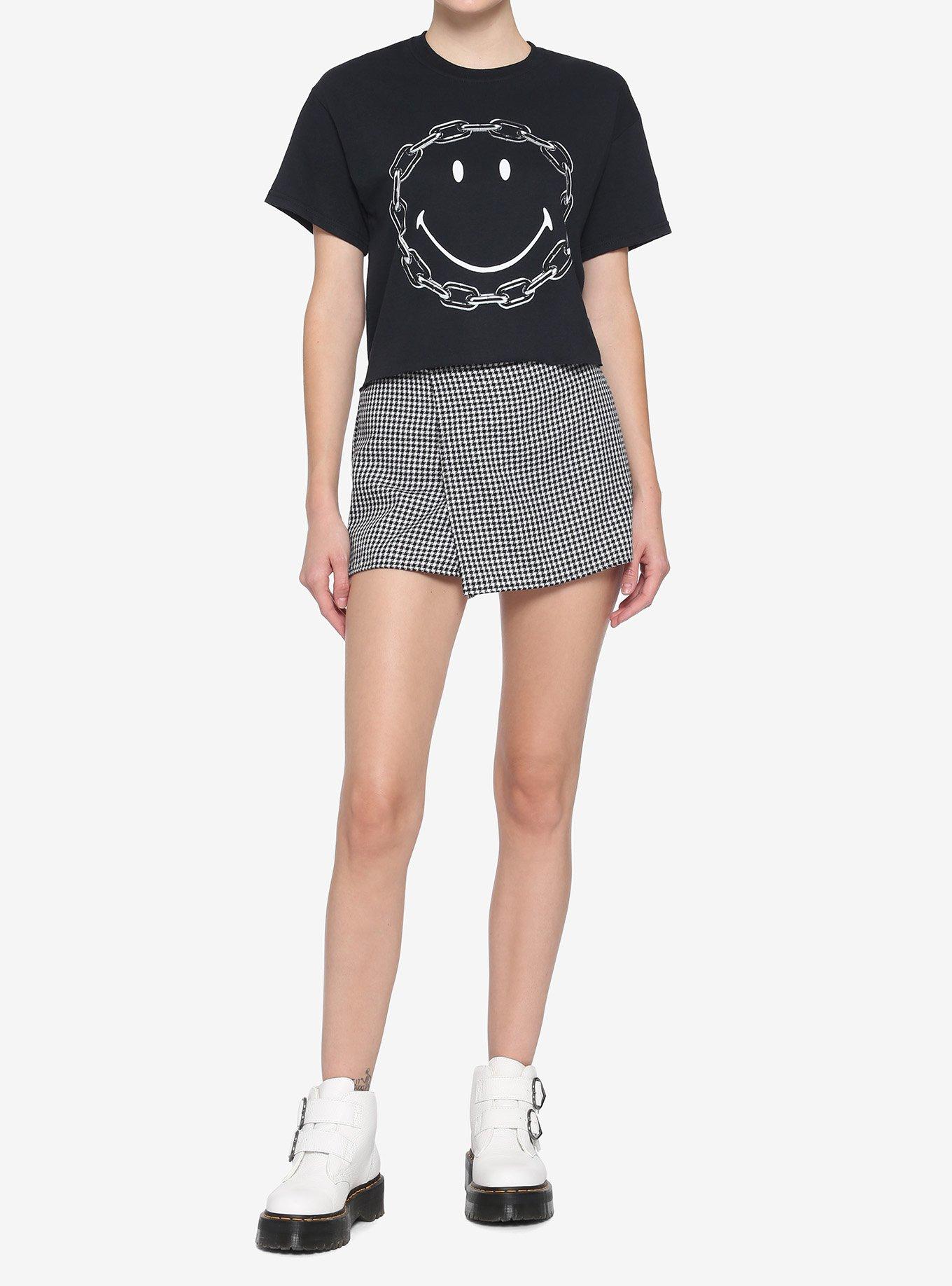 Smiley Chain Link Girls Crop T-Shirt, MULTI, alternate