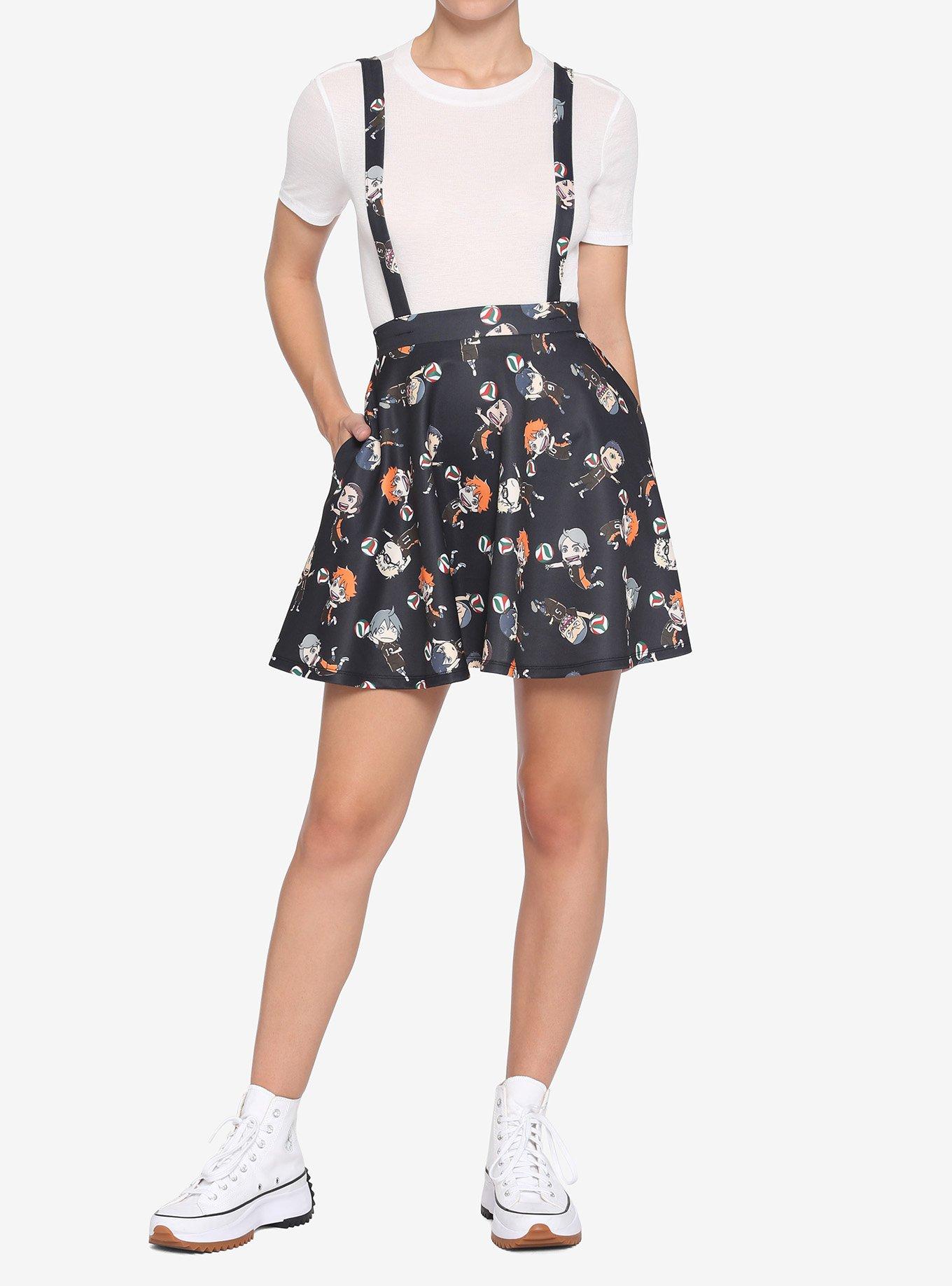 Haikyu!! Chibi Characters Suspender Skirt, MULTI, alternate