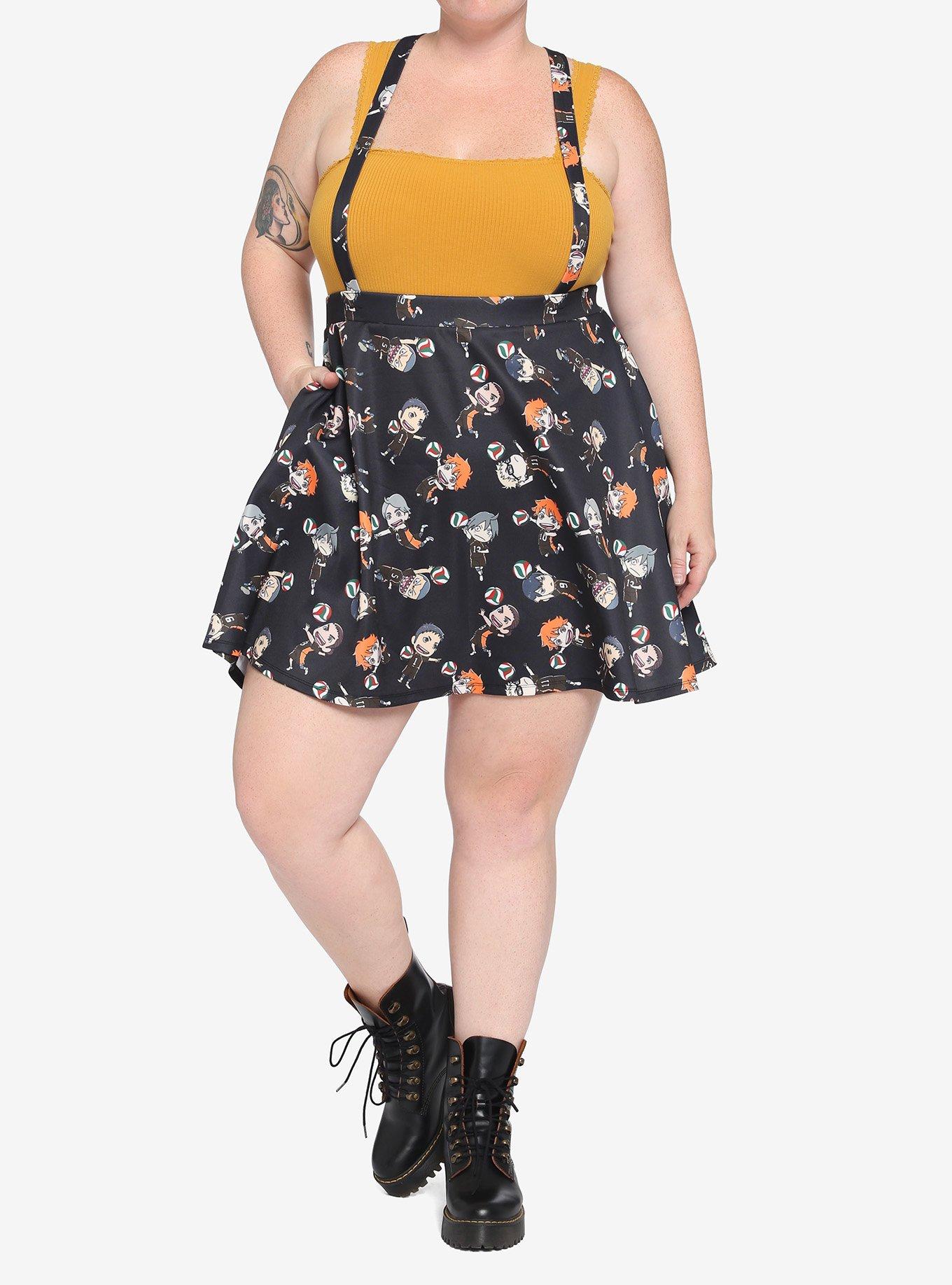 Haikyu!! Chibi Characters Suspender Skirt Plus Size, MULTI, alternate