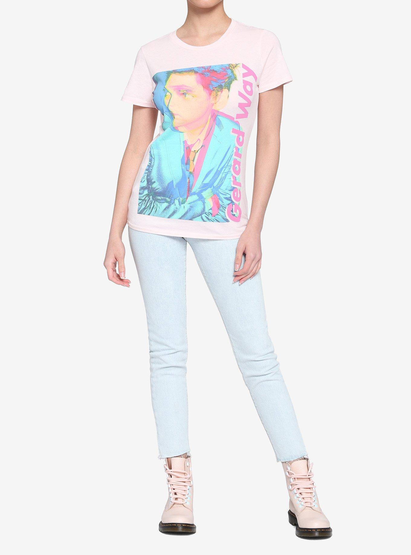 Gerard Way Portrait Vaporwave Girls T-Shirt, PINK, alternate