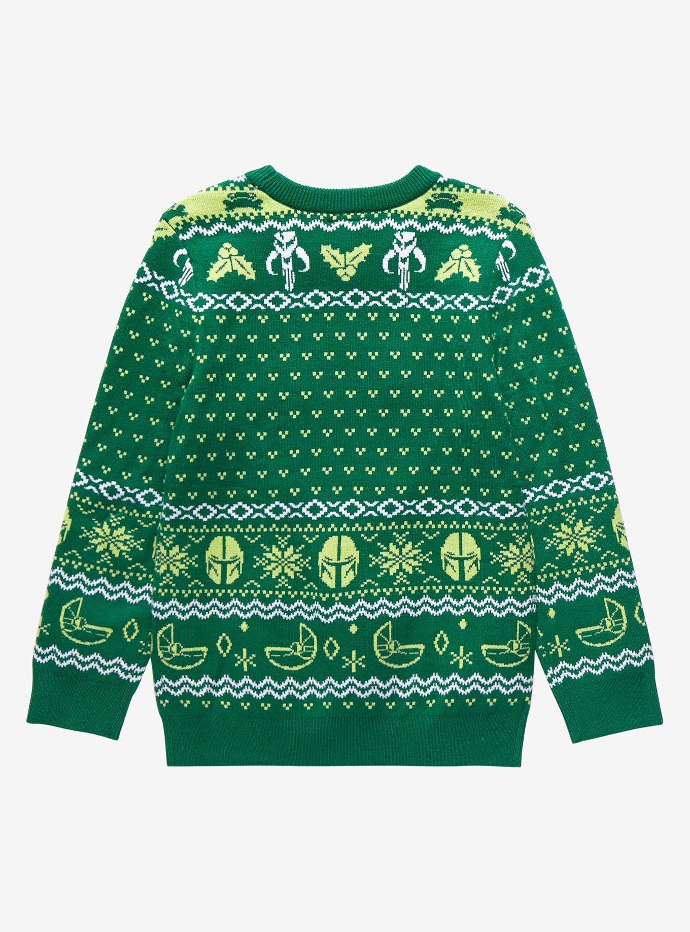 Our Universe Star Wars The Mandalorian The Child Toddler Holiday Sweater - BoxLunch Exclusive, GREEN, alternate