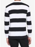 Black & White Wide Stripe Long-Sleeve Polo Shirt, STRIPE - WHITE, alternate