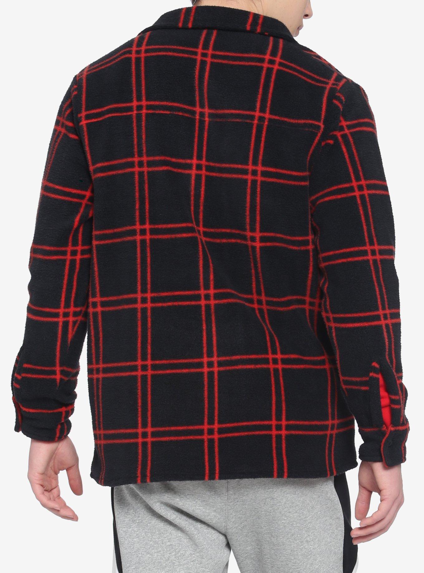 Red Grid Shirt Jacket, BLACK  RED, alternate