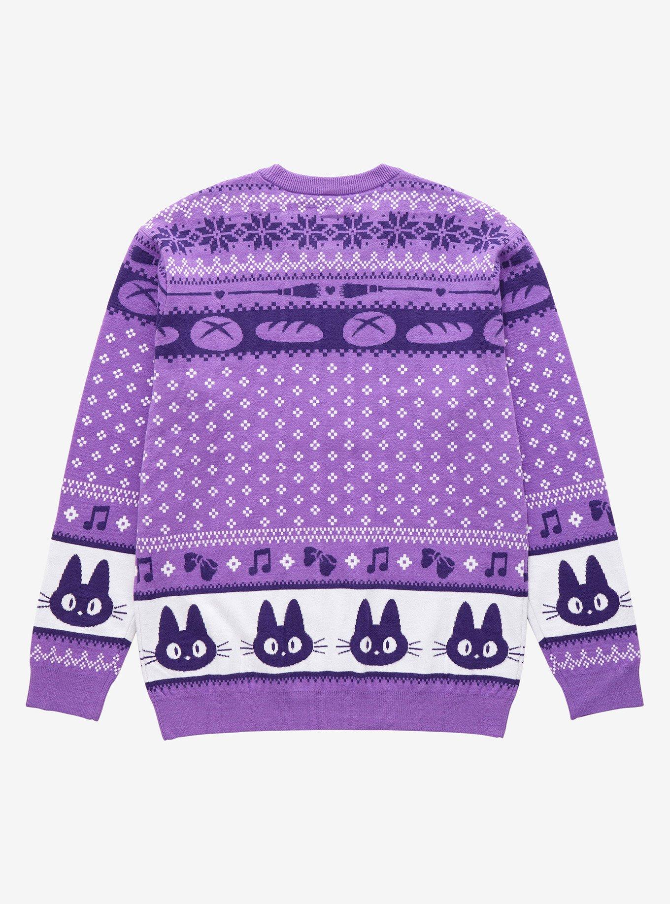 Her Universe Studio Ghibli Kiki's Delivery Service Kiki & Jiji Holiday Sweater - BoxLunch Exclusive, LIGHT PURPLE, alternate