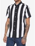 Black & White Vertical Stripe Woven Button-Up, STRIPE - WHITE, alternate