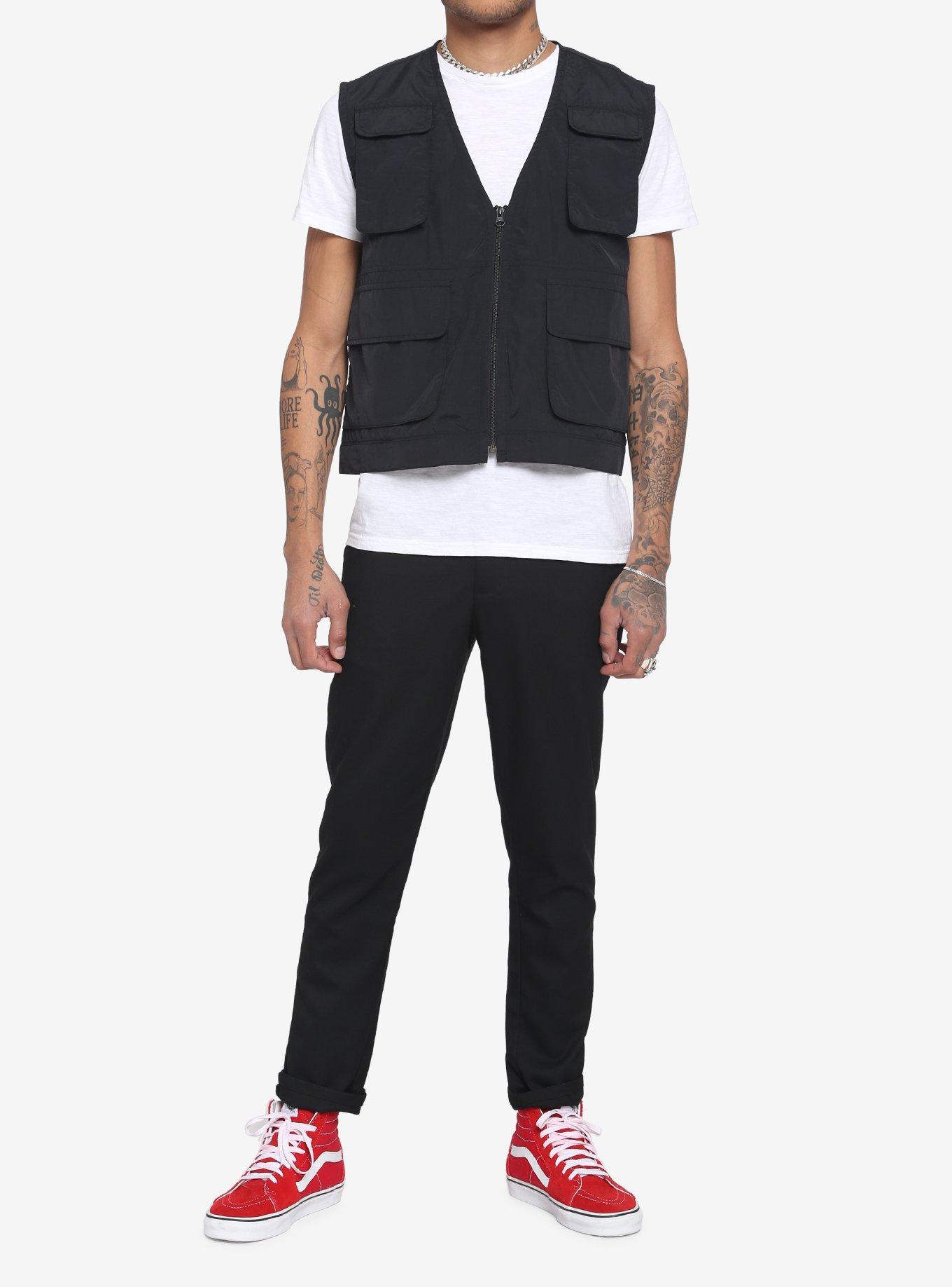 Black Utility Pocket Vest, BLACK, alternate