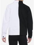 Black & White Split Denim Jacket, STRIPE - WHITE, alternate