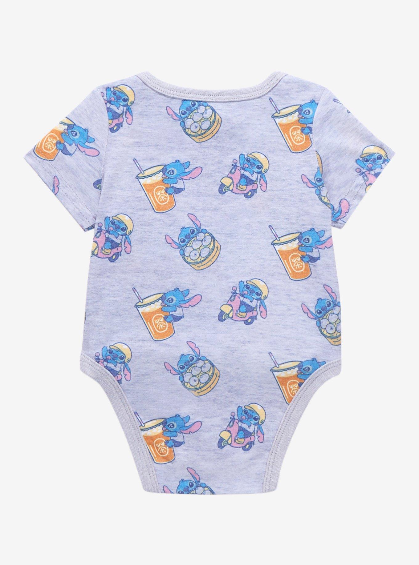 Disney Lilo & Stitch Scooter Stitch Allover Print Infant One-Piece - BoxLunch Exclusive, HEATHER GREY, alternate