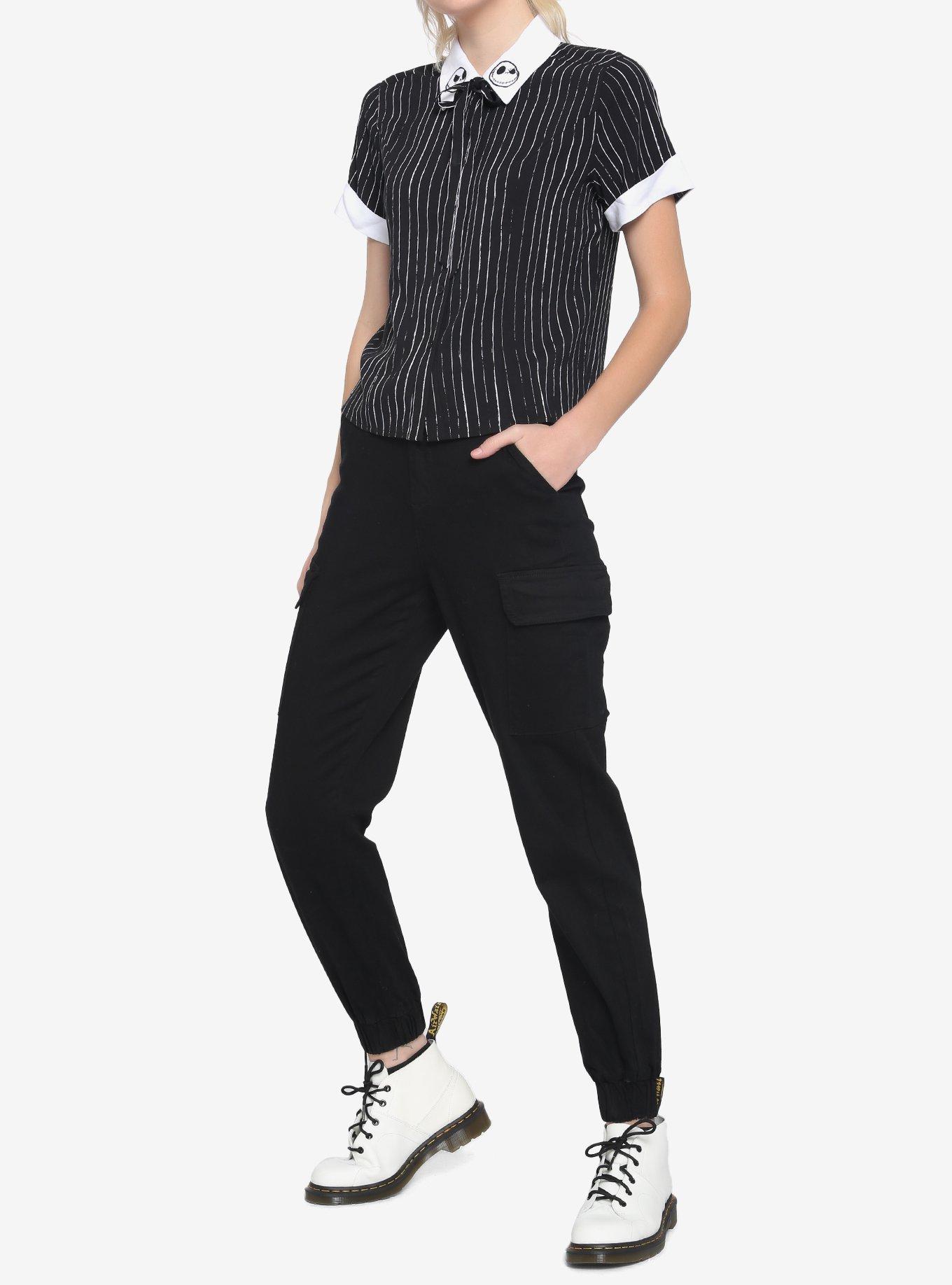 The Nightmare Before Christmas Jack Pinstripe Woven Button-Up, MULTI, alternate