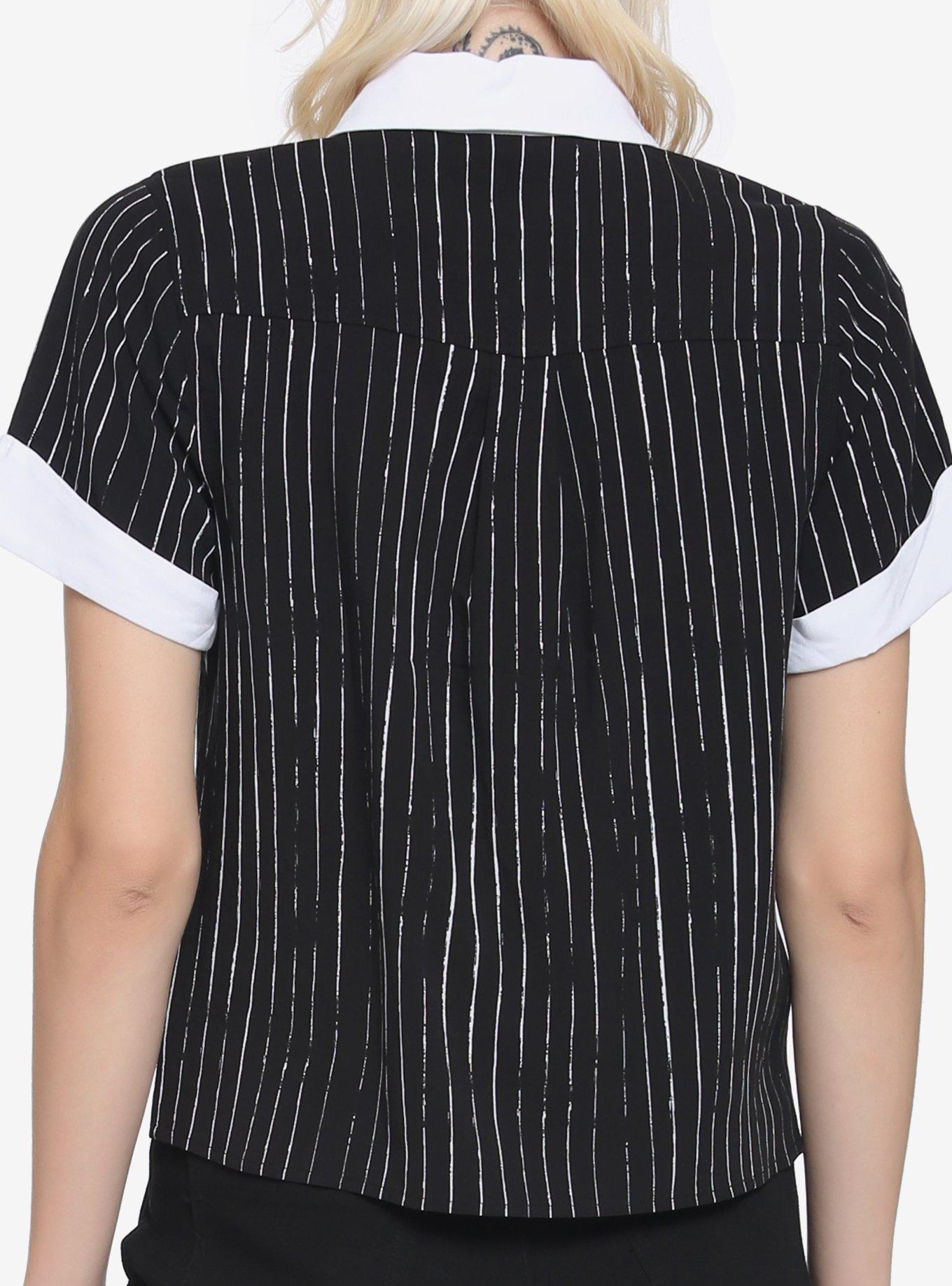The Nightmare Before Christmas Jack Pinstripe Woven Button-Up, MULTI, alternate