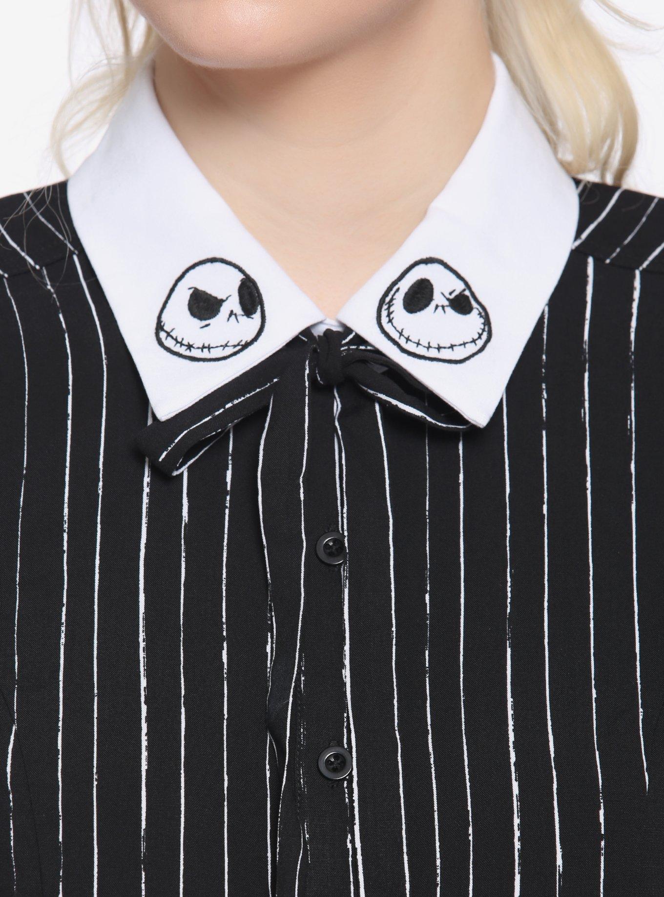 The Nightmare Before Christmas Jack Pinstripe Woven Button-Up, MULTI, alternate