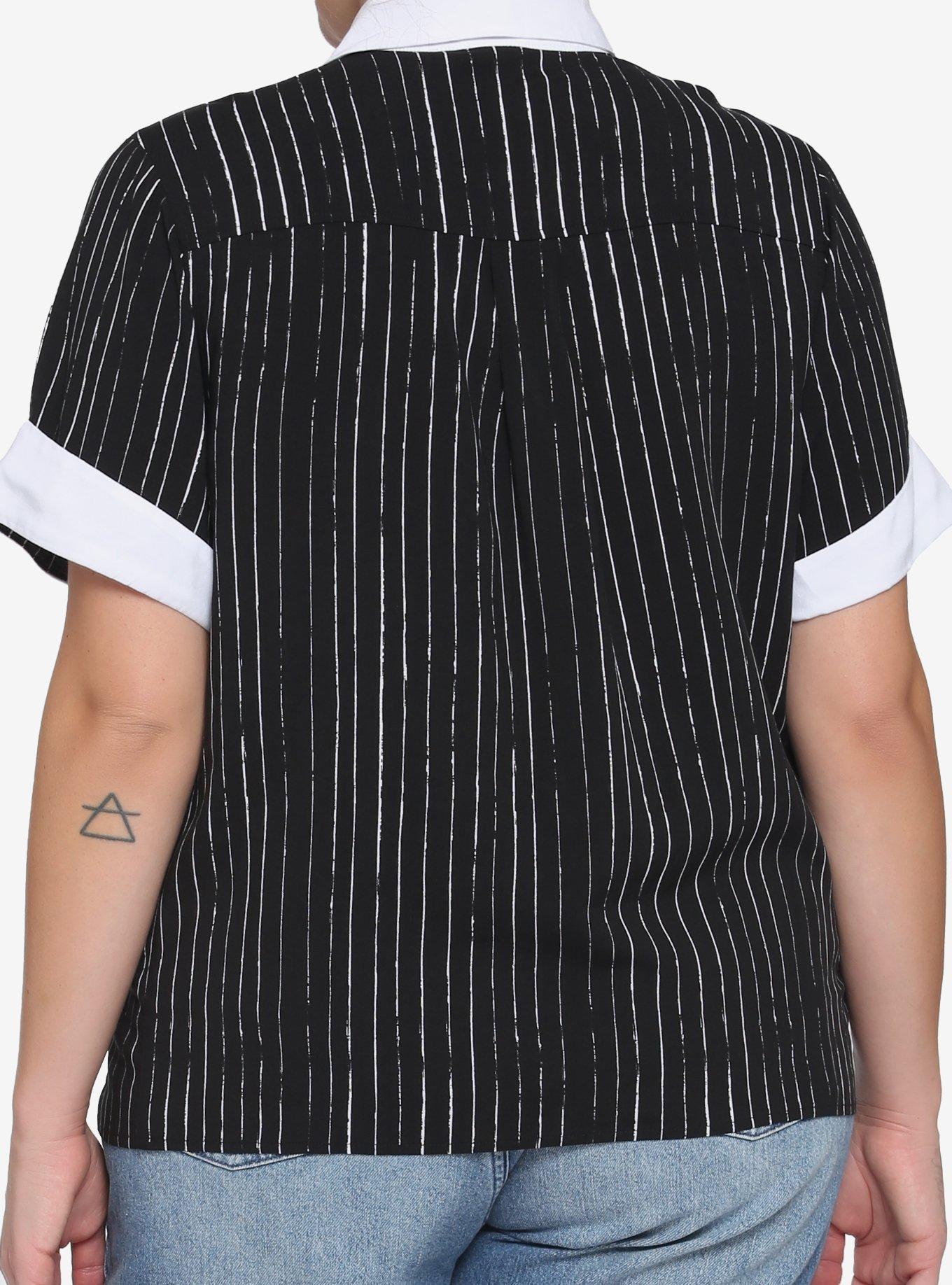 The Nightmare Before Christmas Jack Pinstripe Woven Button-Up Plus Size, MULTI, alternate