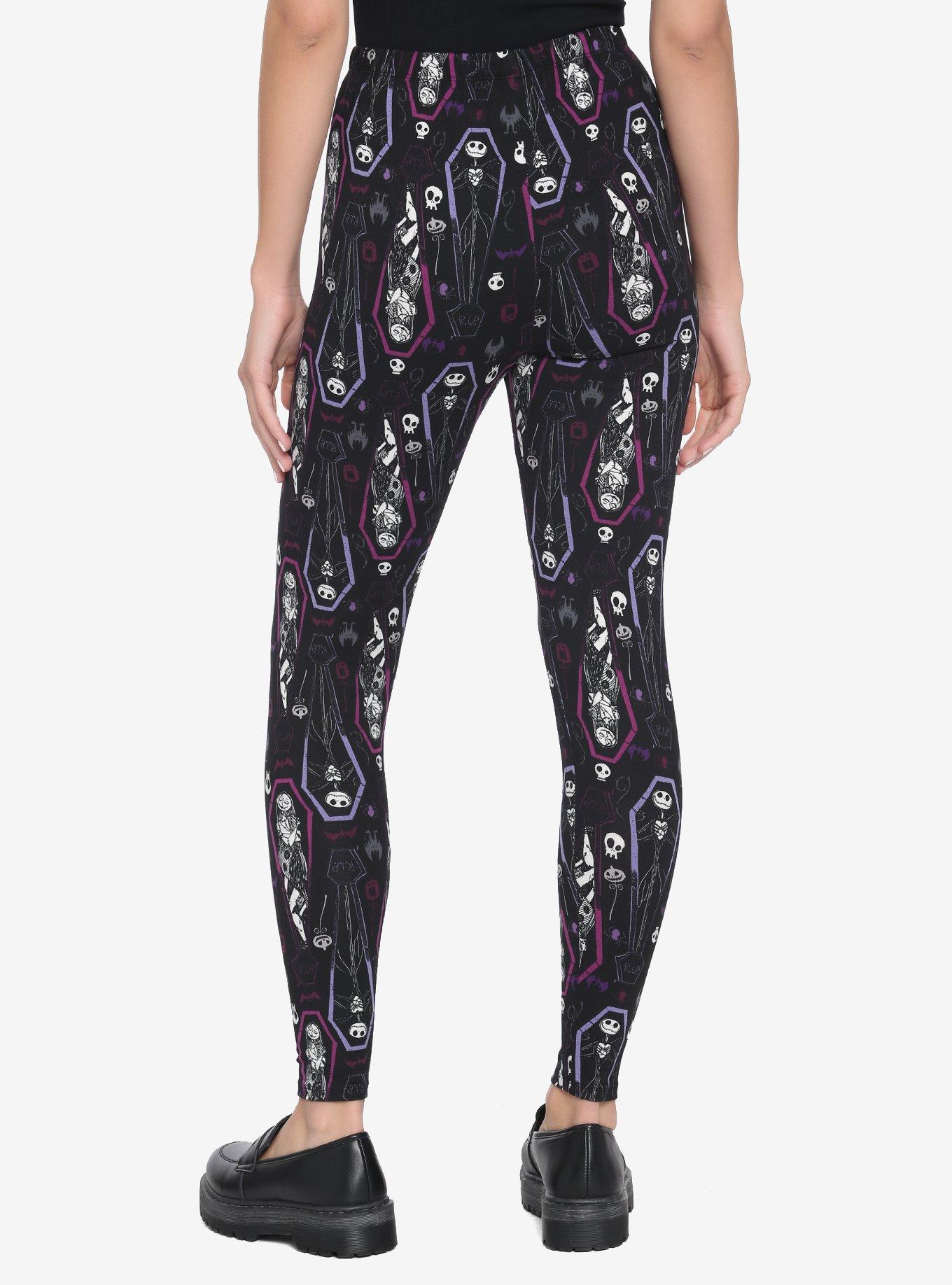 The Nightmare Before Christmas Jack & Sally Coffin Leggings, MULTI, alternate