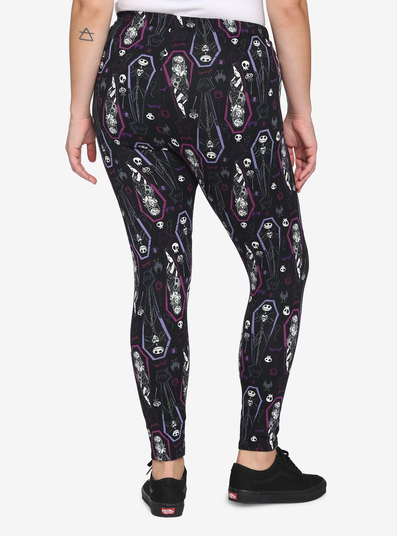 The Nightmare Before Christmas Jack & Sally Coffin Leggings Plus Size, MULTI, alternate