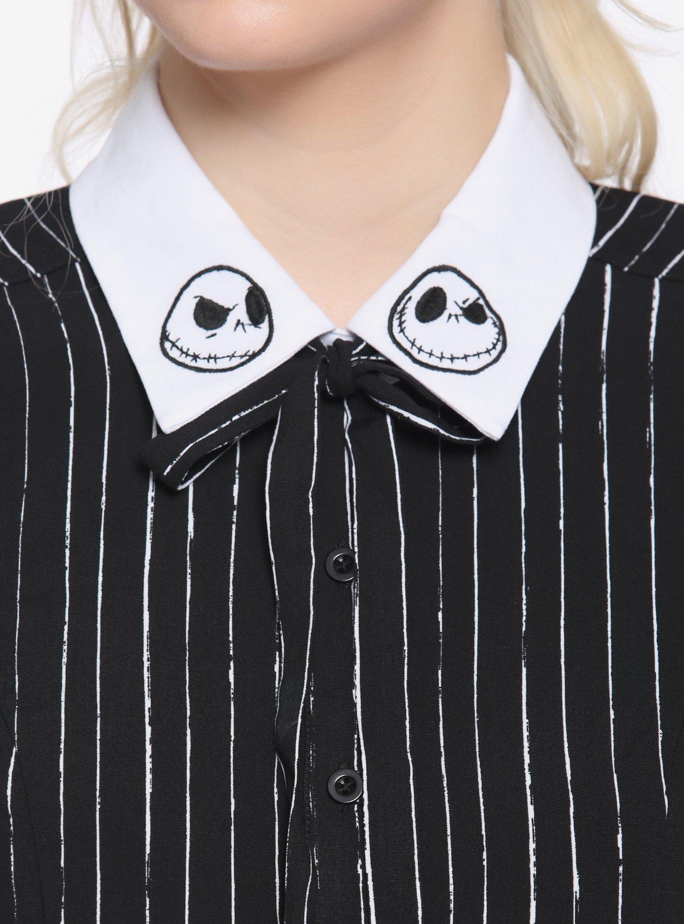 The Nightmare Before Christmas Jack Pinstripe Girls Woven Button-Up, MULTI, alternate