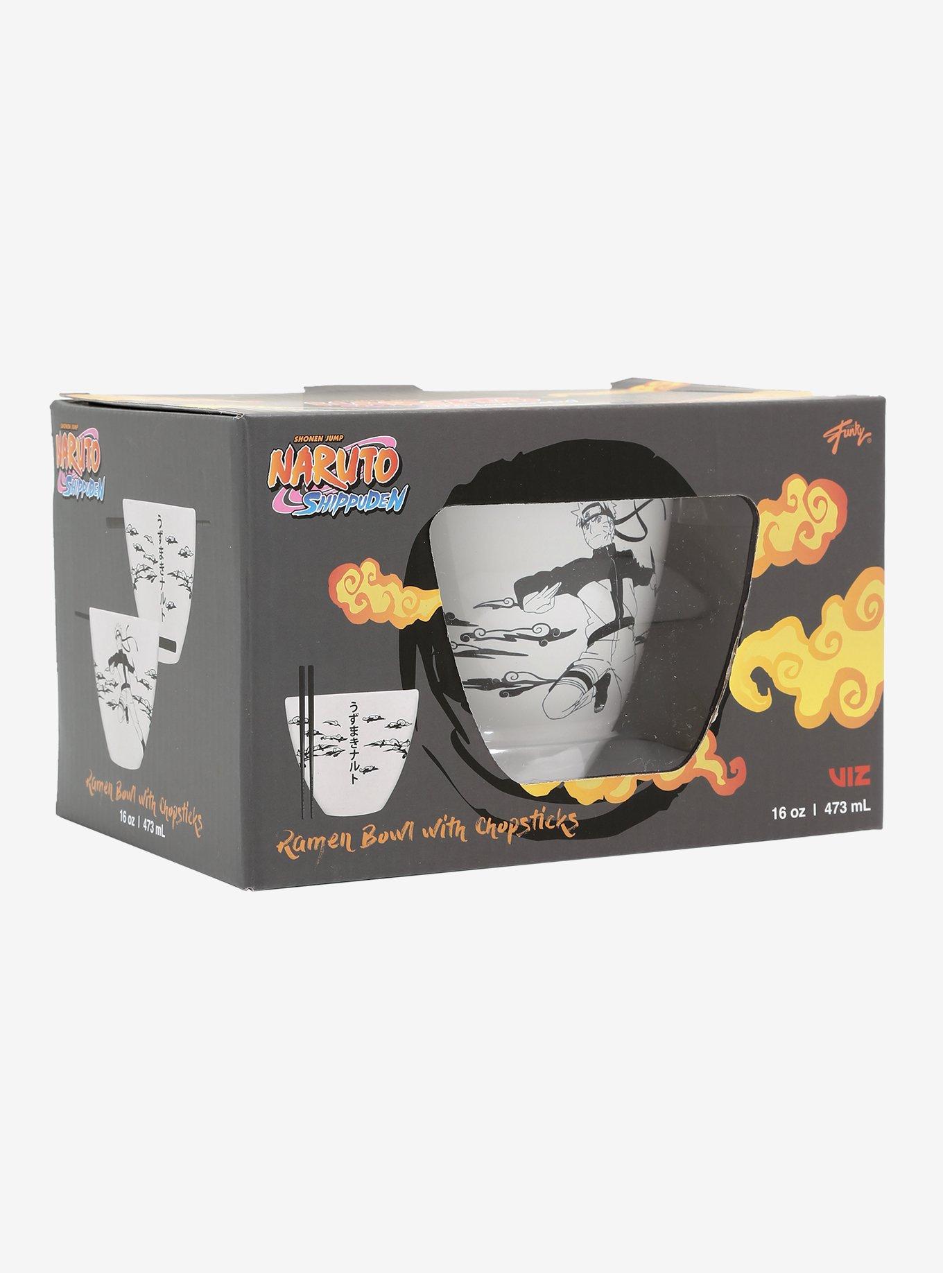 Naruto Shippuden Naruto Black and White Graphic Ramen Bowl with Chopsticks, , alternate