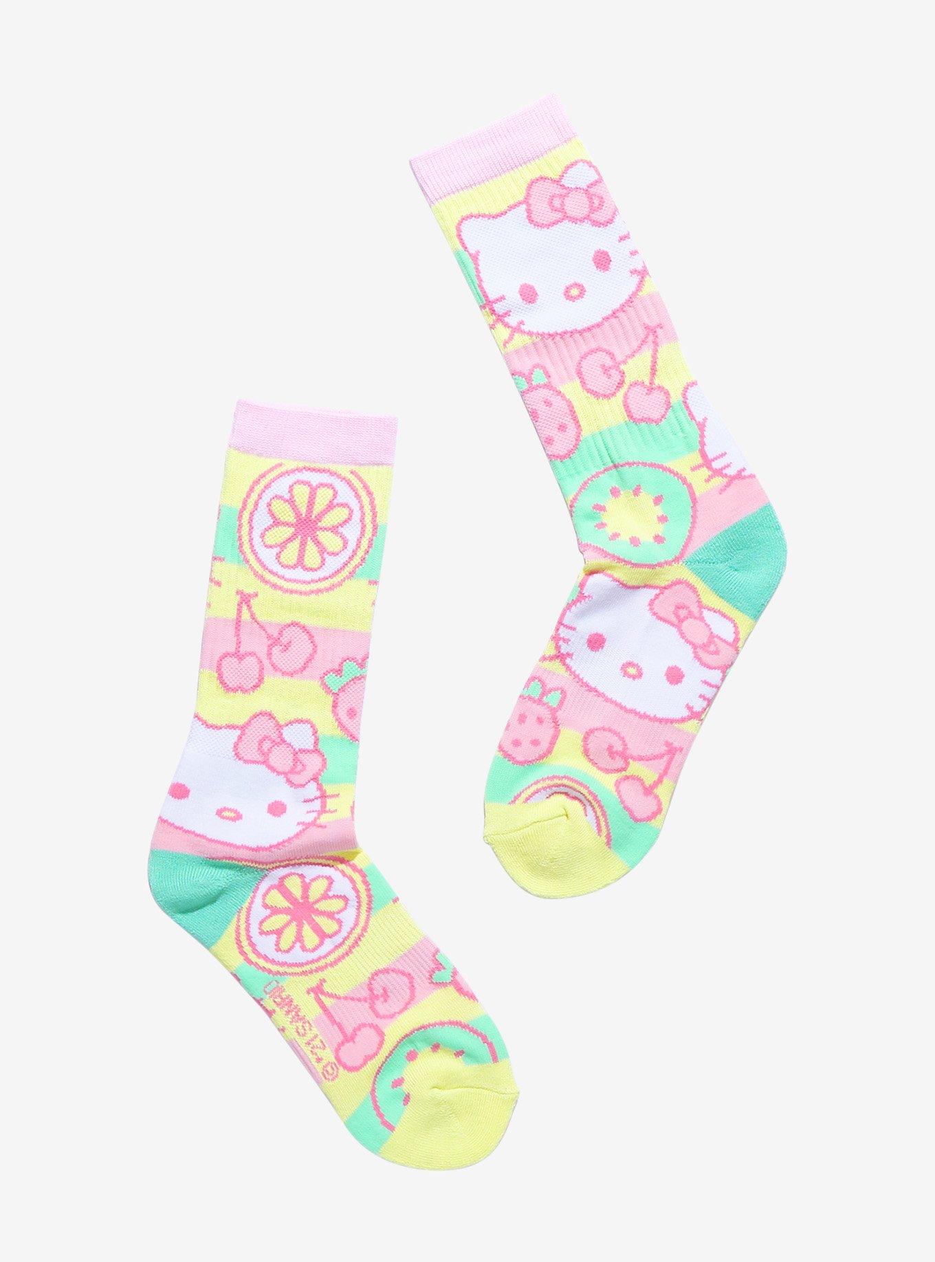 Hello Kitty Pastel Fruits Crew Socks, , alternate