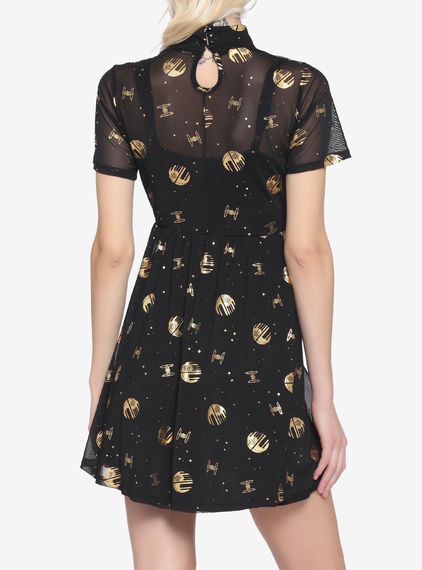 Lucasfilm 50th Anniversary Star Wars Gold & Black Death Star Mock Neck Dress, MULTI, alternate