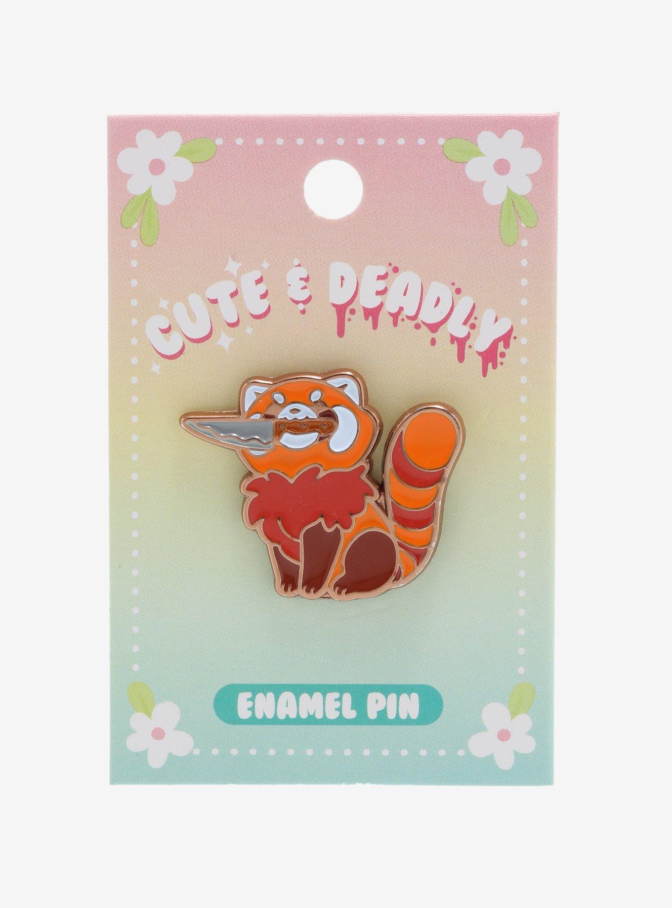Cute Red Fox Knife Enamel Pin, , alternate