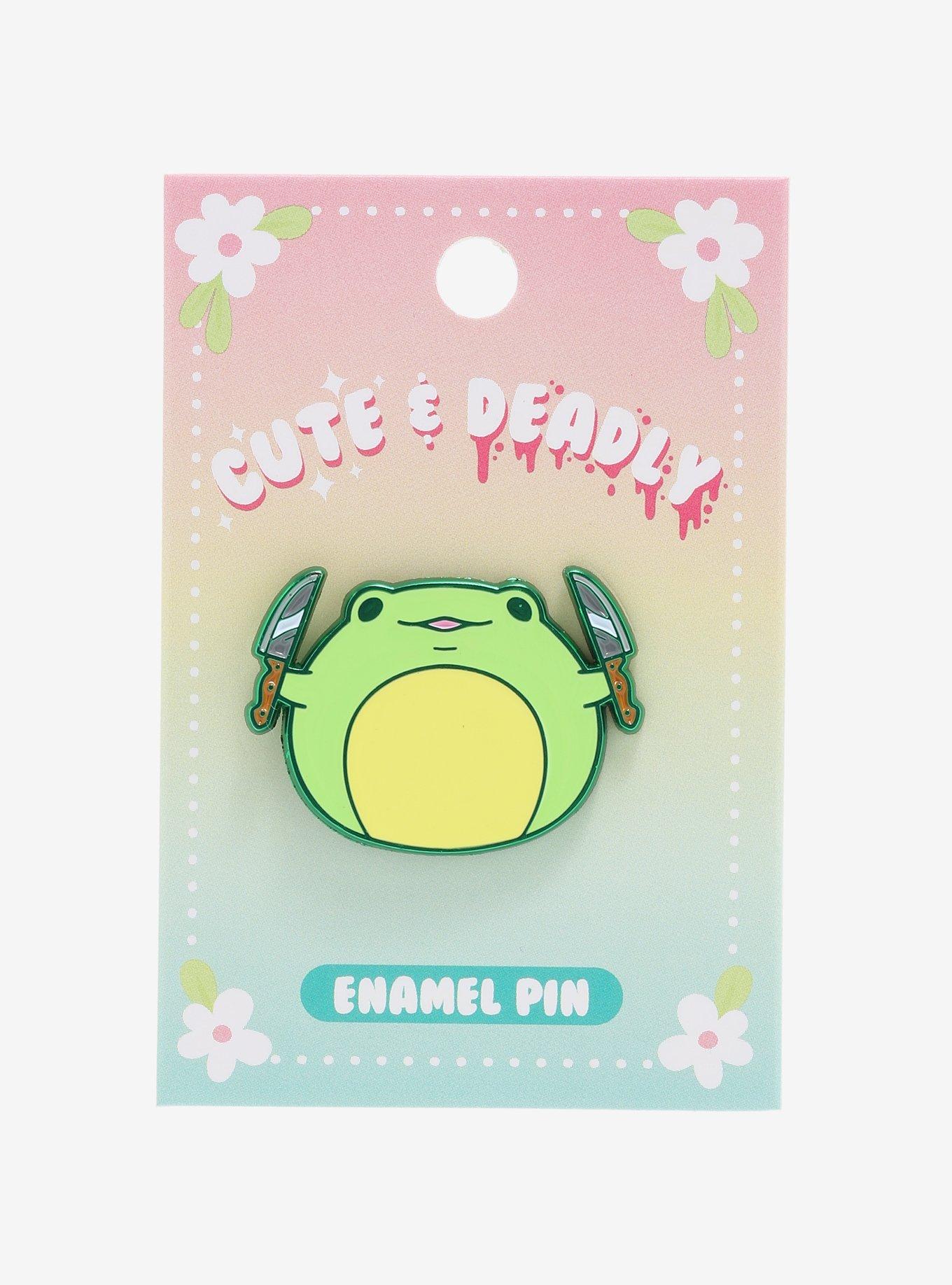 Cute Frog Knife Enamel Pin, , alternate