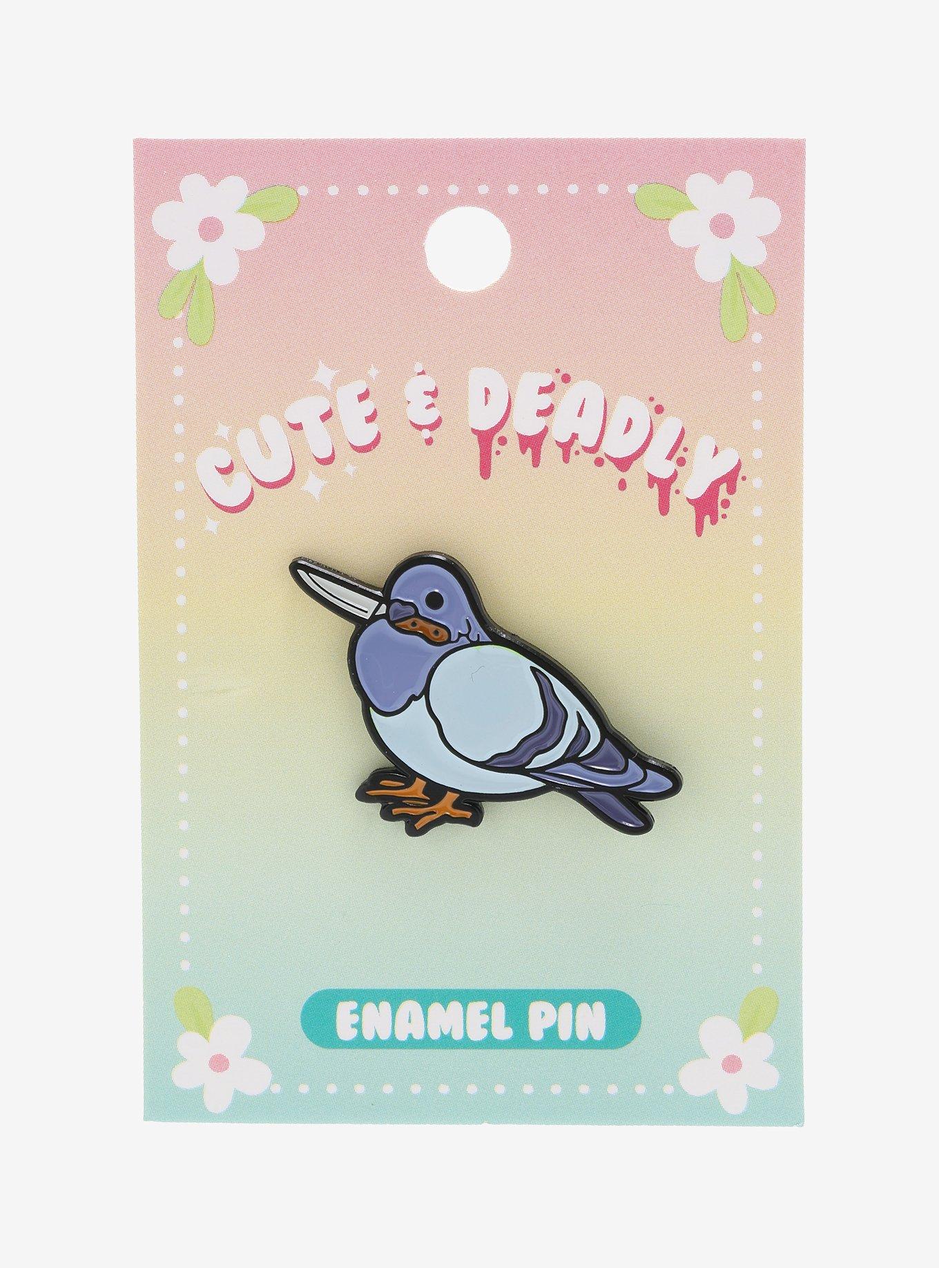 Cute & Deadly Pigeon Enamel Pin, , alternate