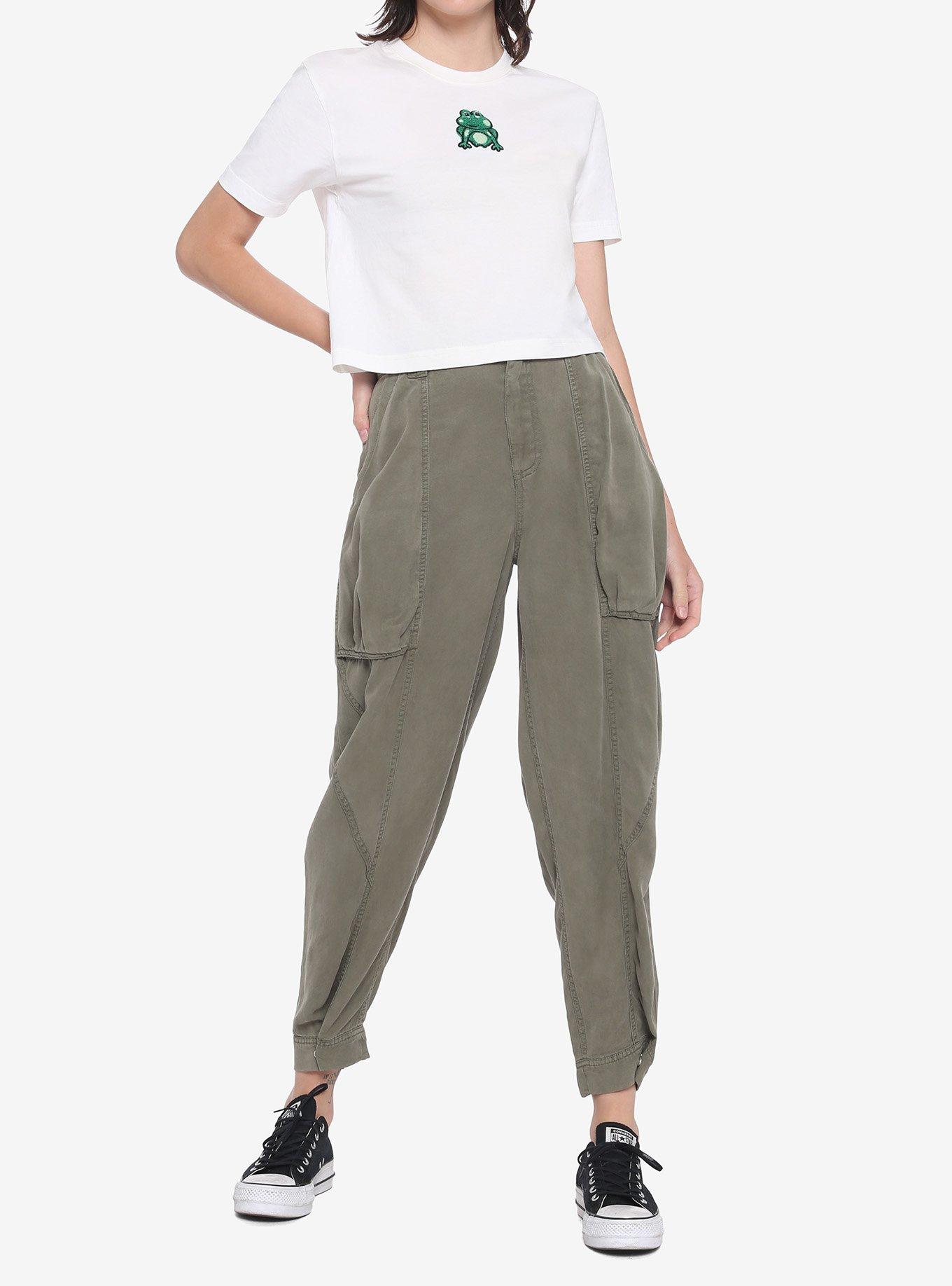 Fuzzy Frog Girls Crop T-Shirt, WHITE, alternate