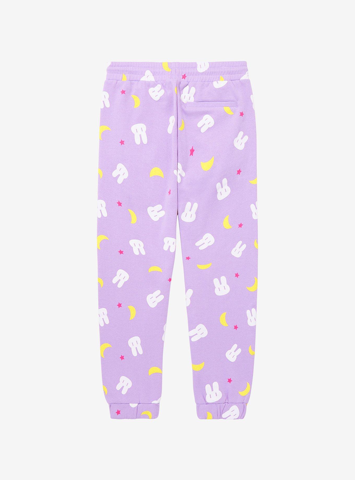 Sailor Moon Bunnies & Crescent Moons Allover Print Joggers - BoxLunch Exclusive, LILAC, alternate