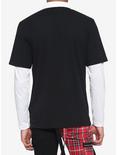Black & White Studded Collar Twofer Long-Sleeve Shirt, BLACK  WHITE, alternate