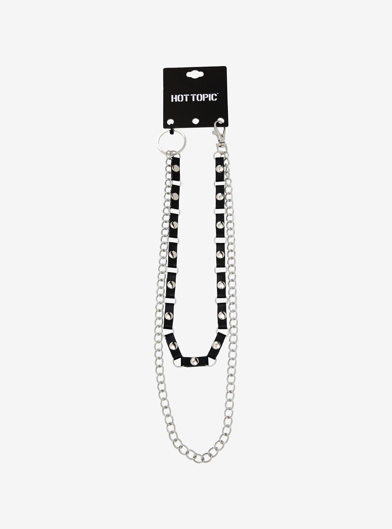 Silver 18 Inch & 24 Inch Polyurethane Leather Double Wallet Chain, , alternate