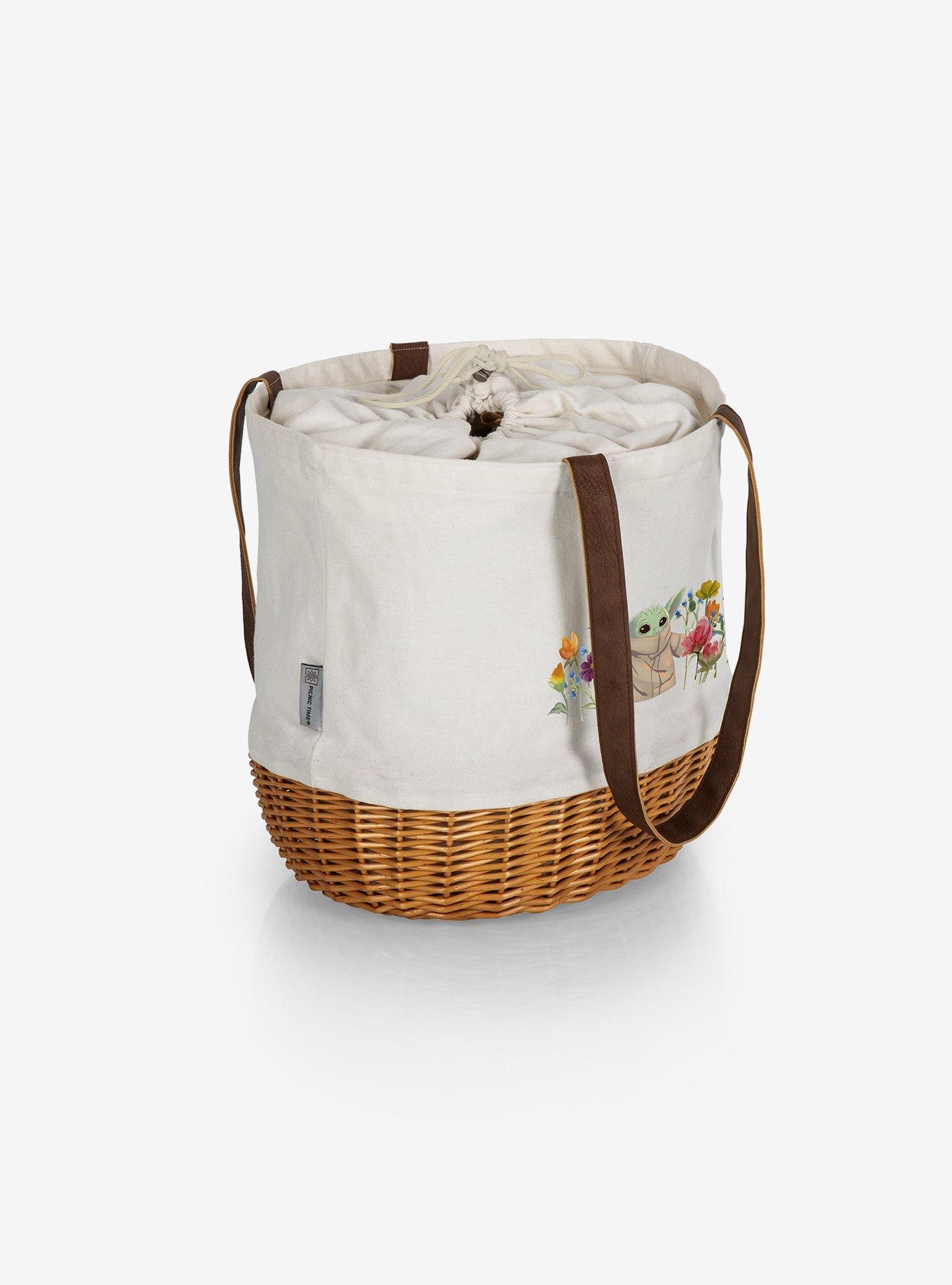 Star Wars The Mandalorian The Child Canvas Willow Basket Tote Beige, , alternate