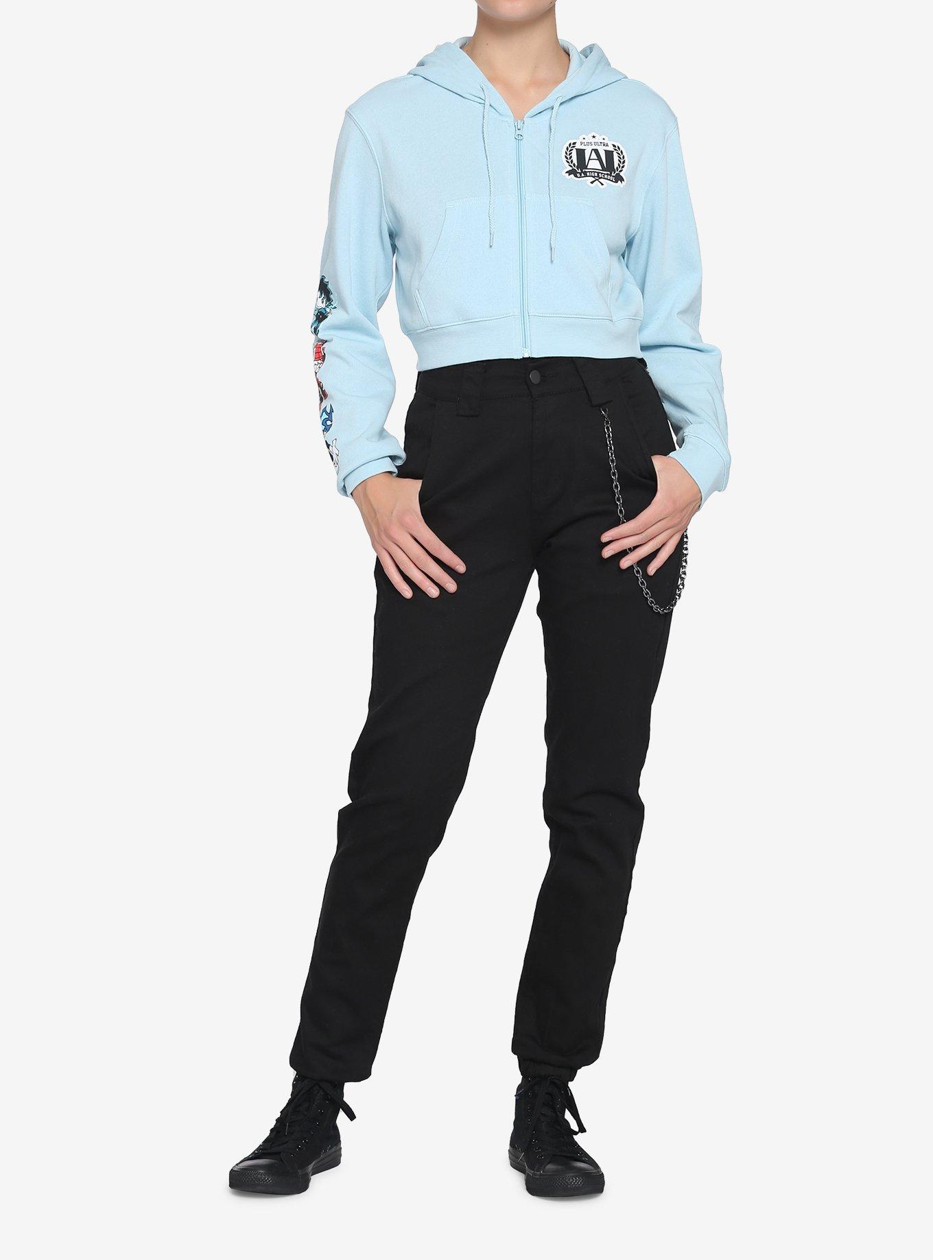 My Hero Academia Light Blue U.A. High Girls Crop Hoodie, MULTI, alternate