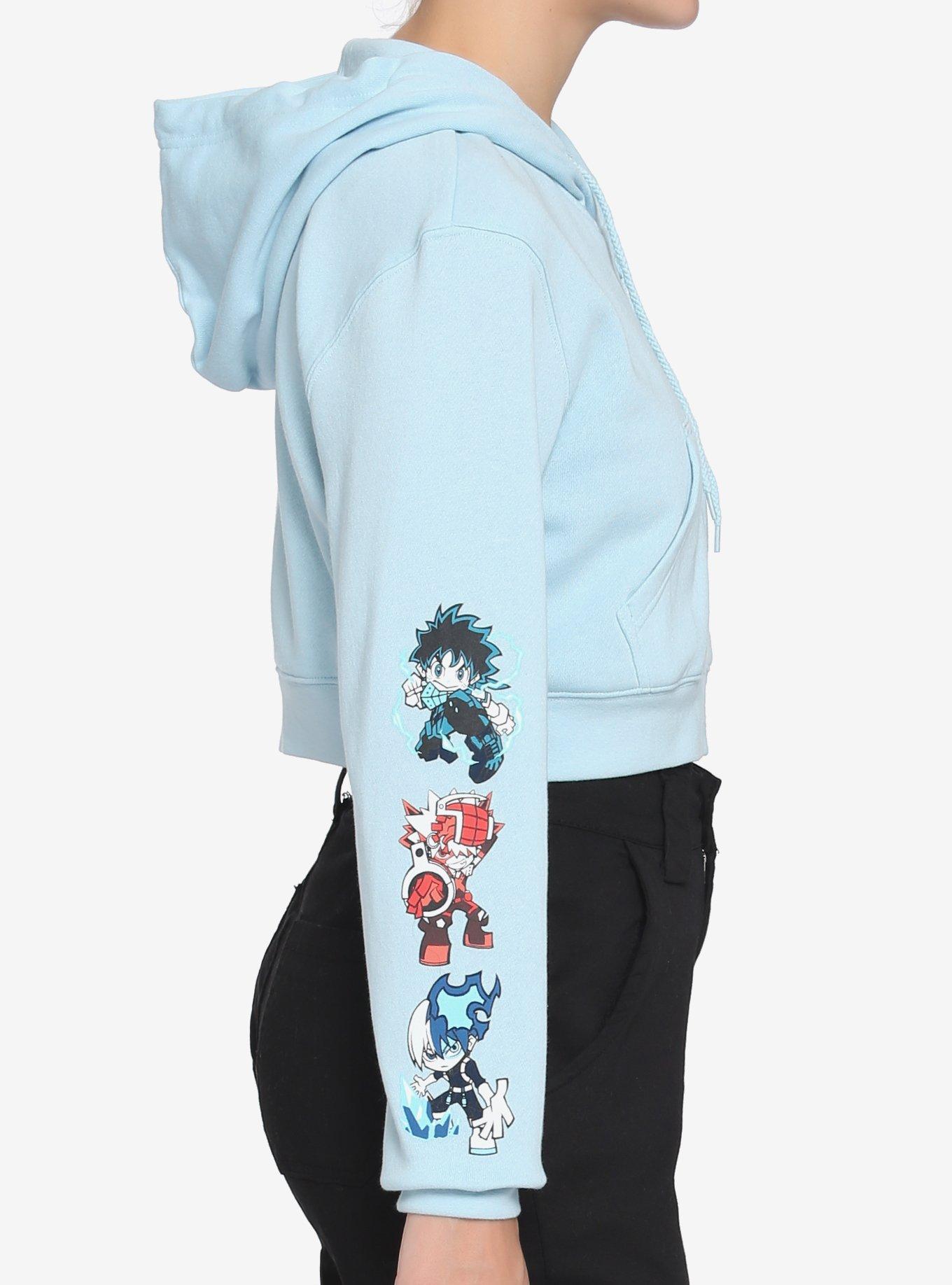 My Hero Academia Light Blue U.A. High Girls Crop Hoodie, MULTI, alternate