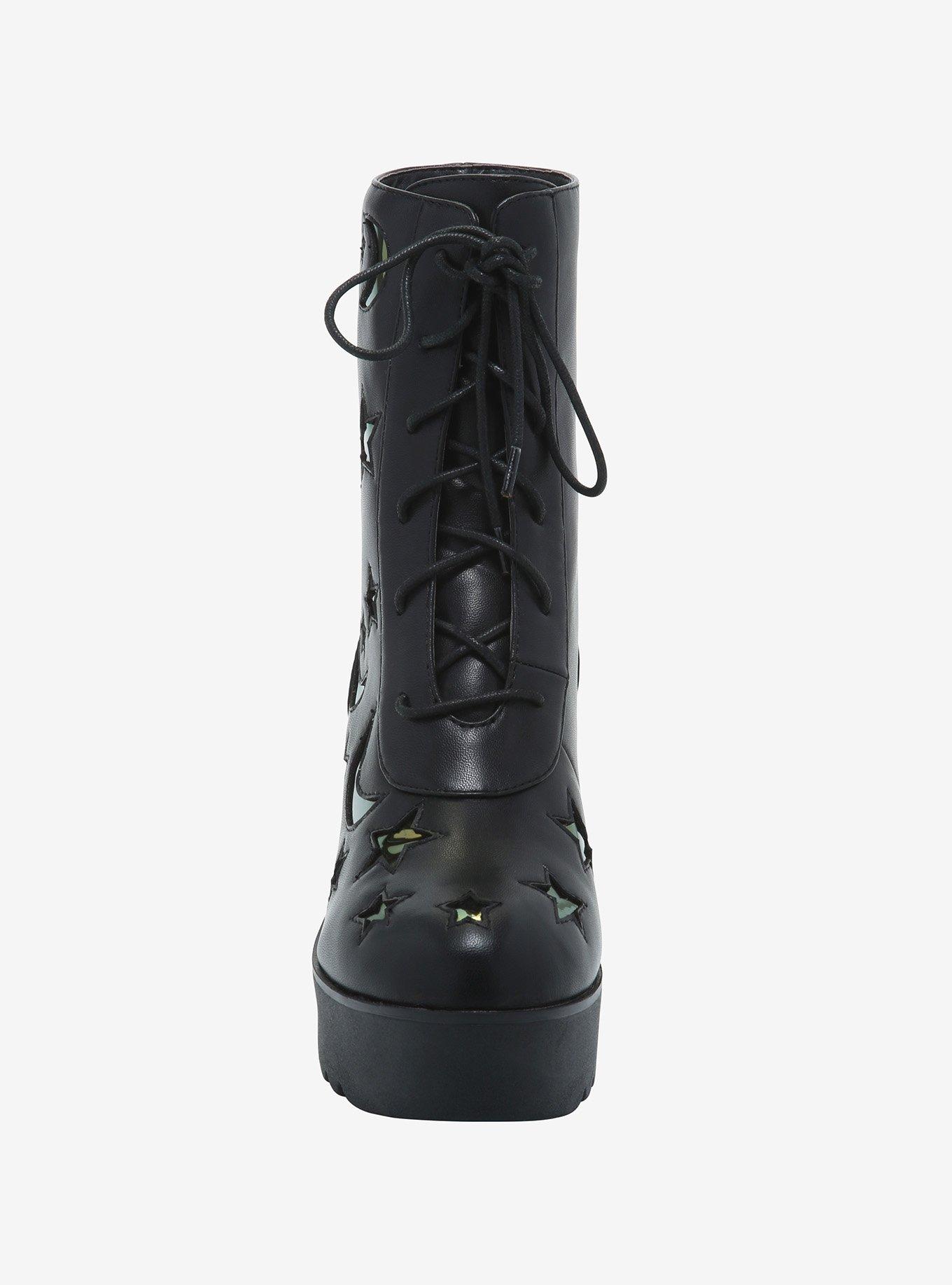 Iridescent Celestial Platform Lace-Up Boots, MULTI, alternate