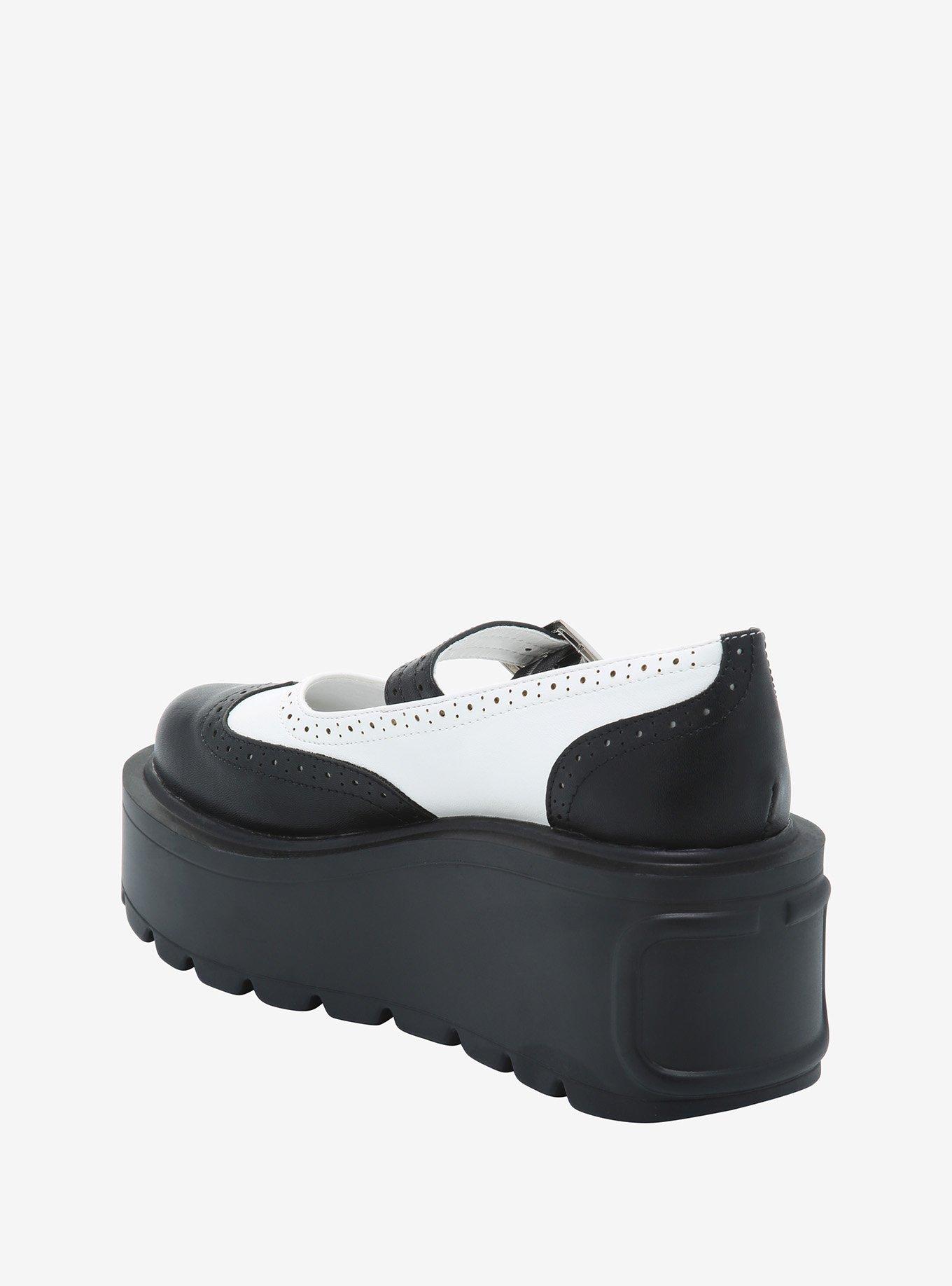 Black & White Platform Saddle Shoes, MULTI, alternate