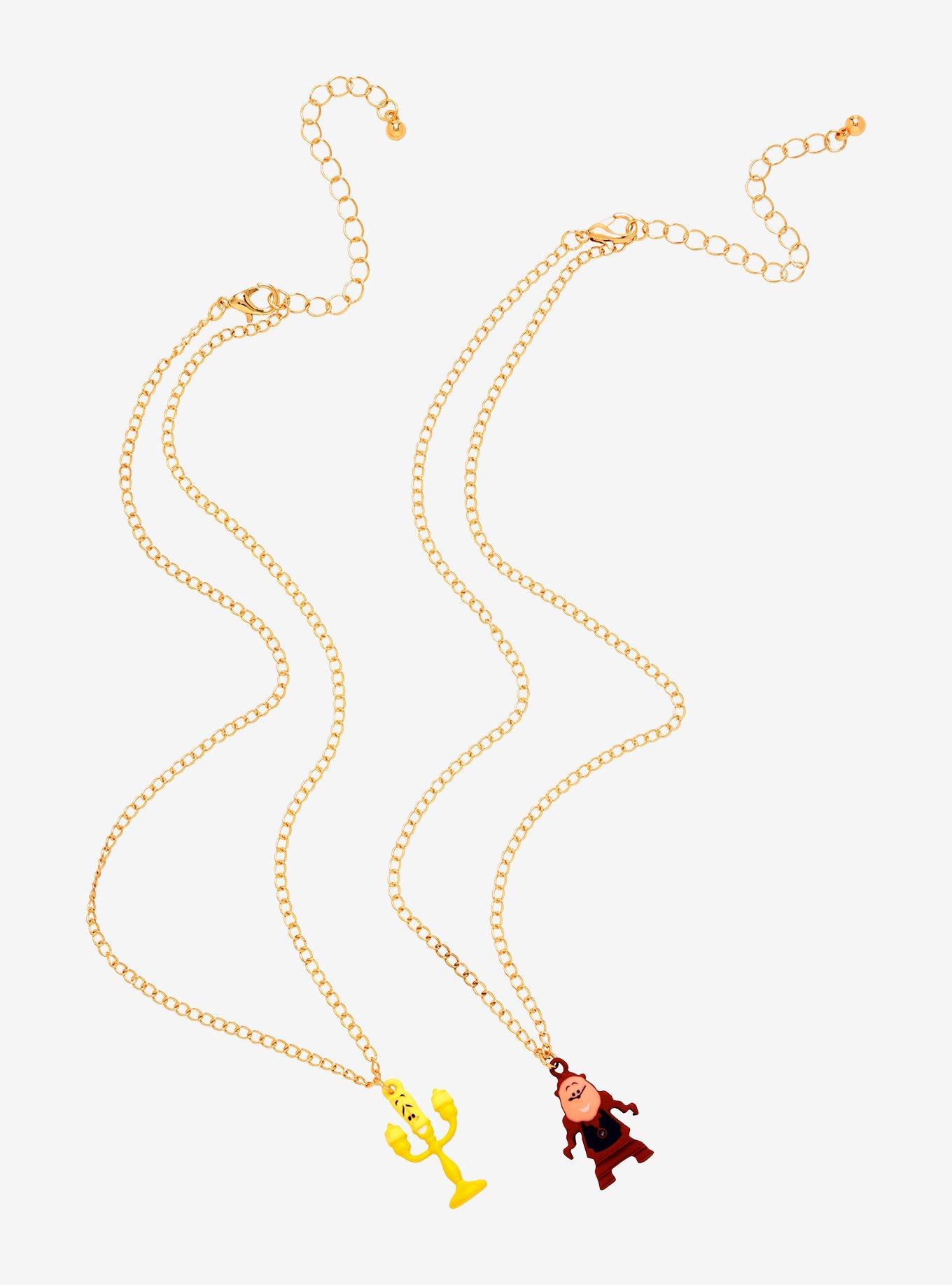 Disney Beauty and the Beast Lumiere & Cogsworth Bestie Necklace Set - BoxLunch Exclusive, , alternate